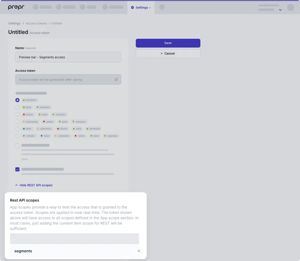 Segments access token