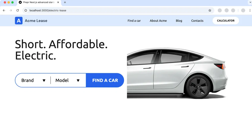 Electric Car landing page