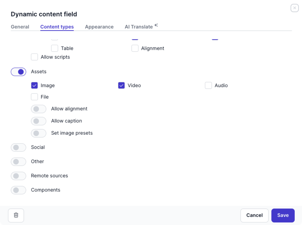 Dynamic content content types 2