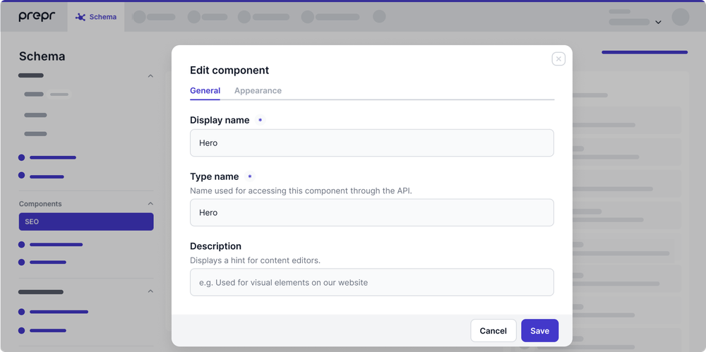 Component general settings