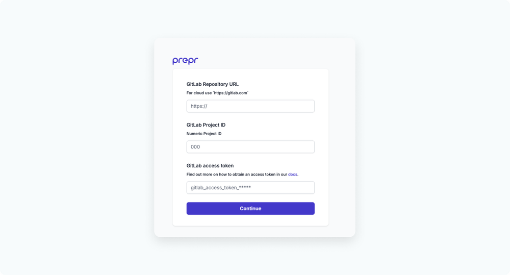 GitLab form in Prepr