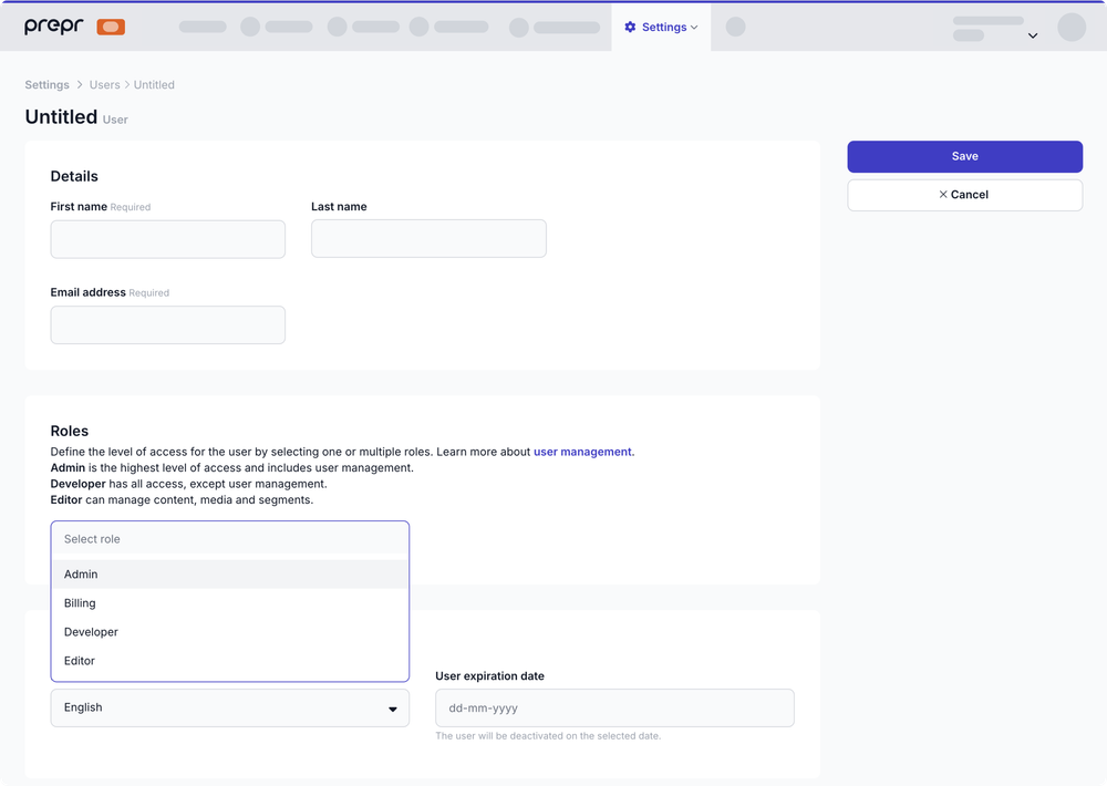 User accounts in an environment