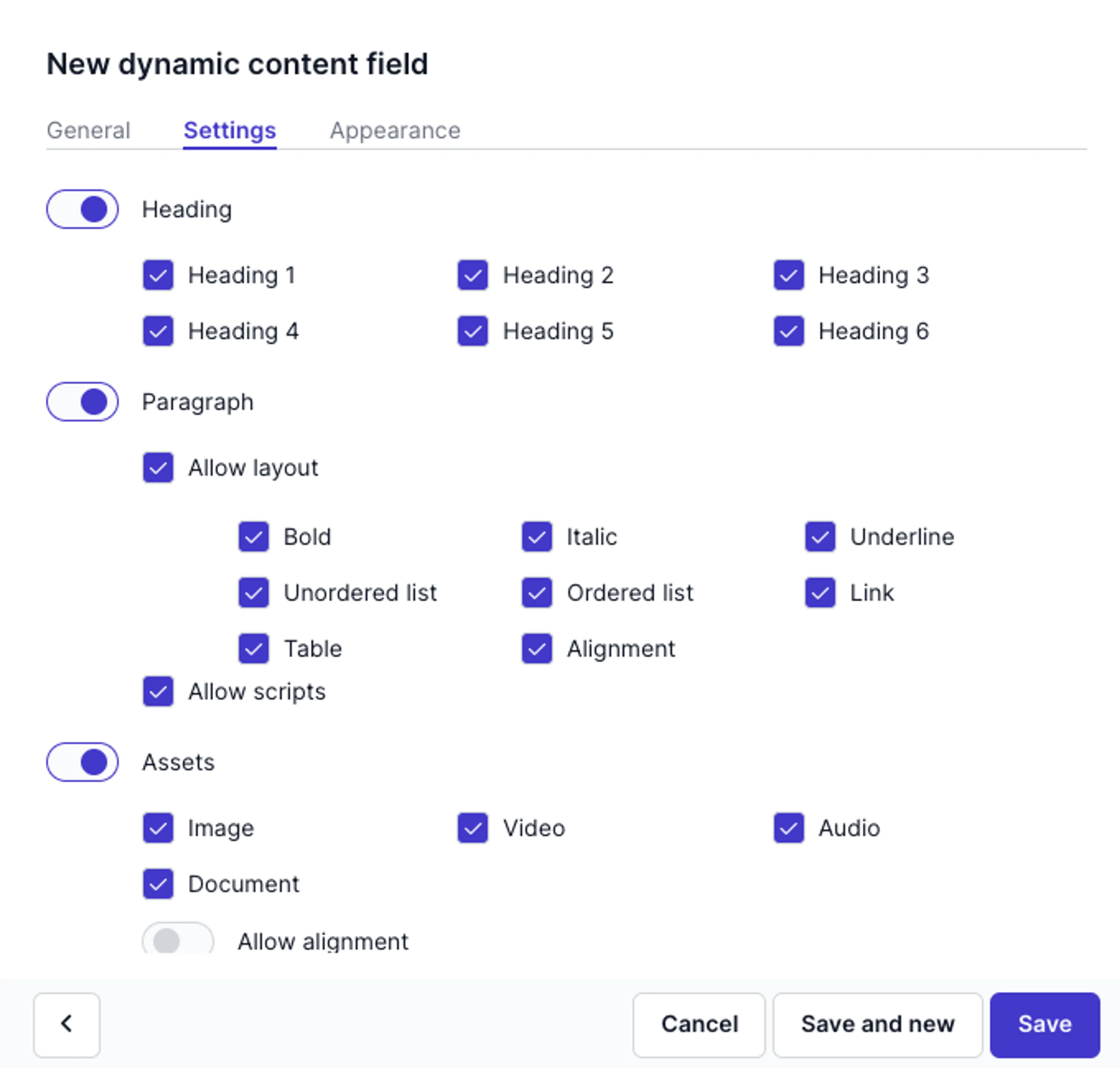 Dynamic content content types