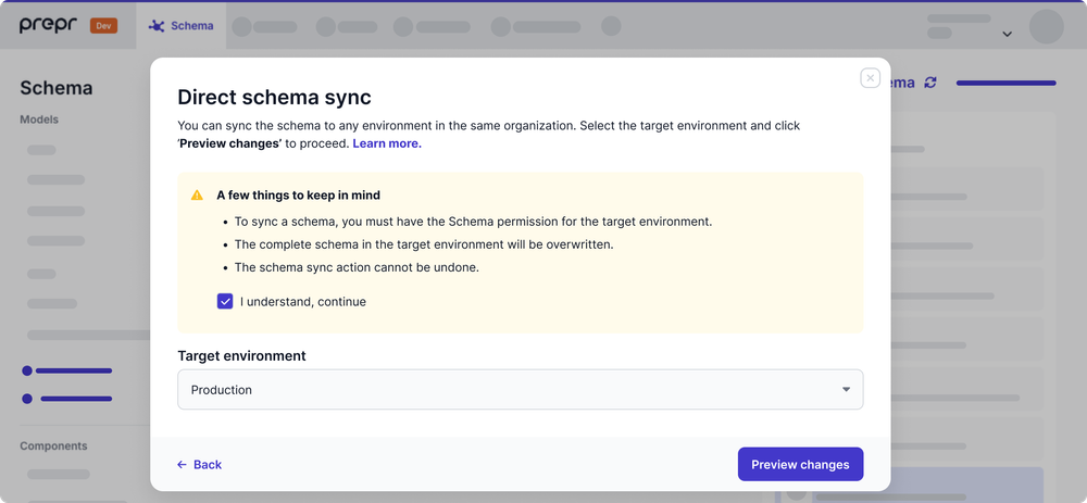 Direct schema sync