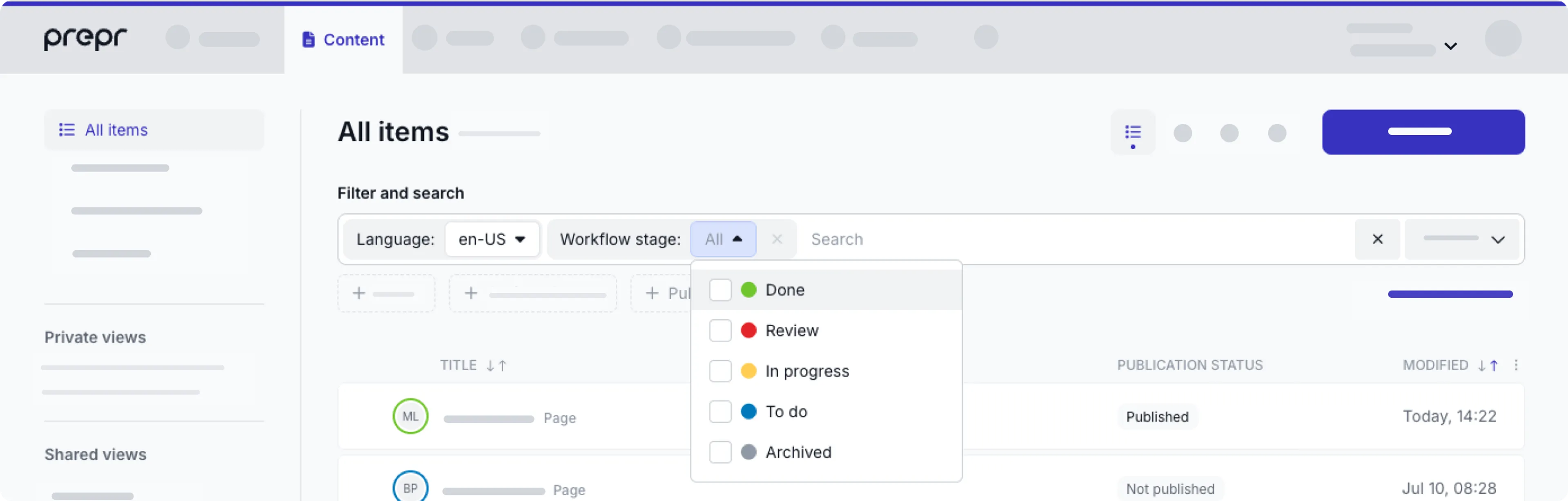 workflow stages