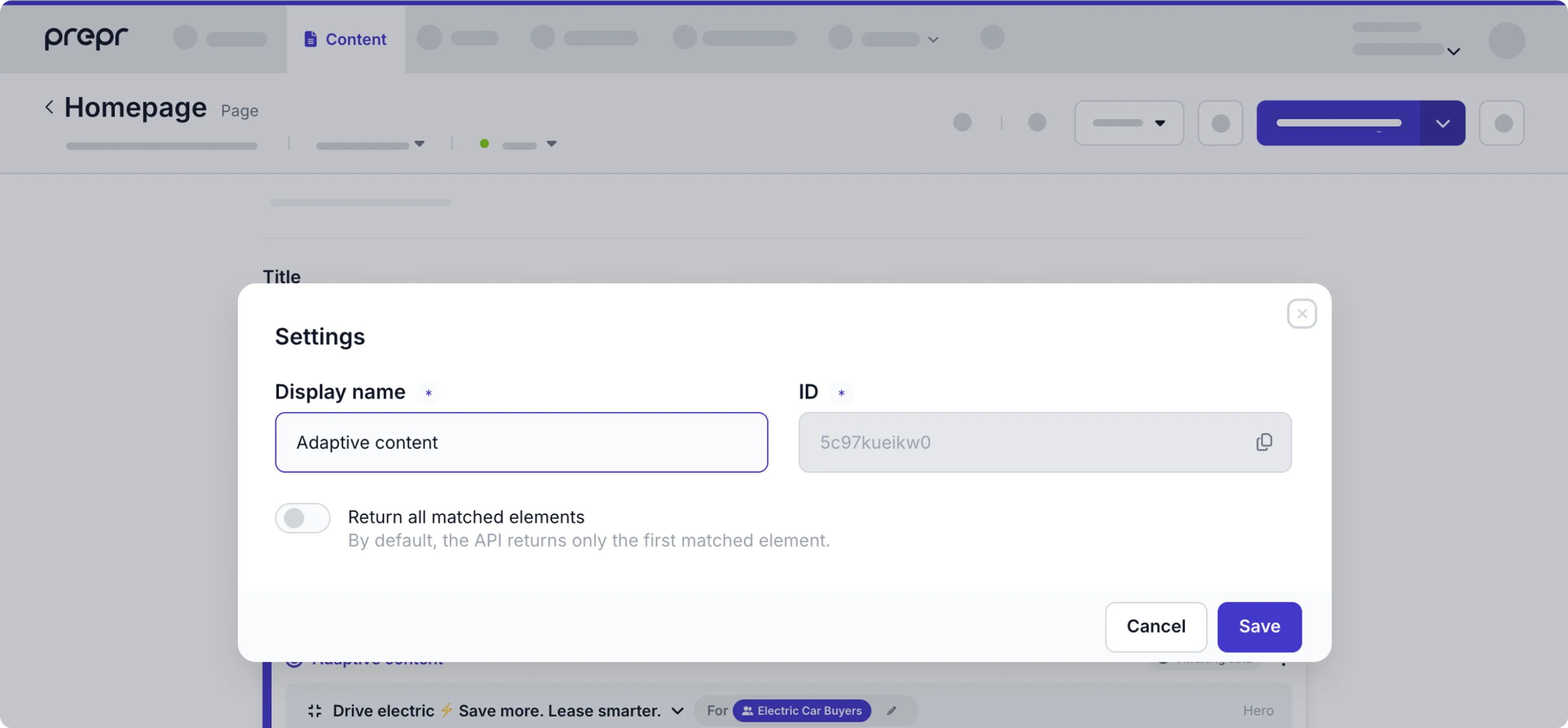 Manage settings
