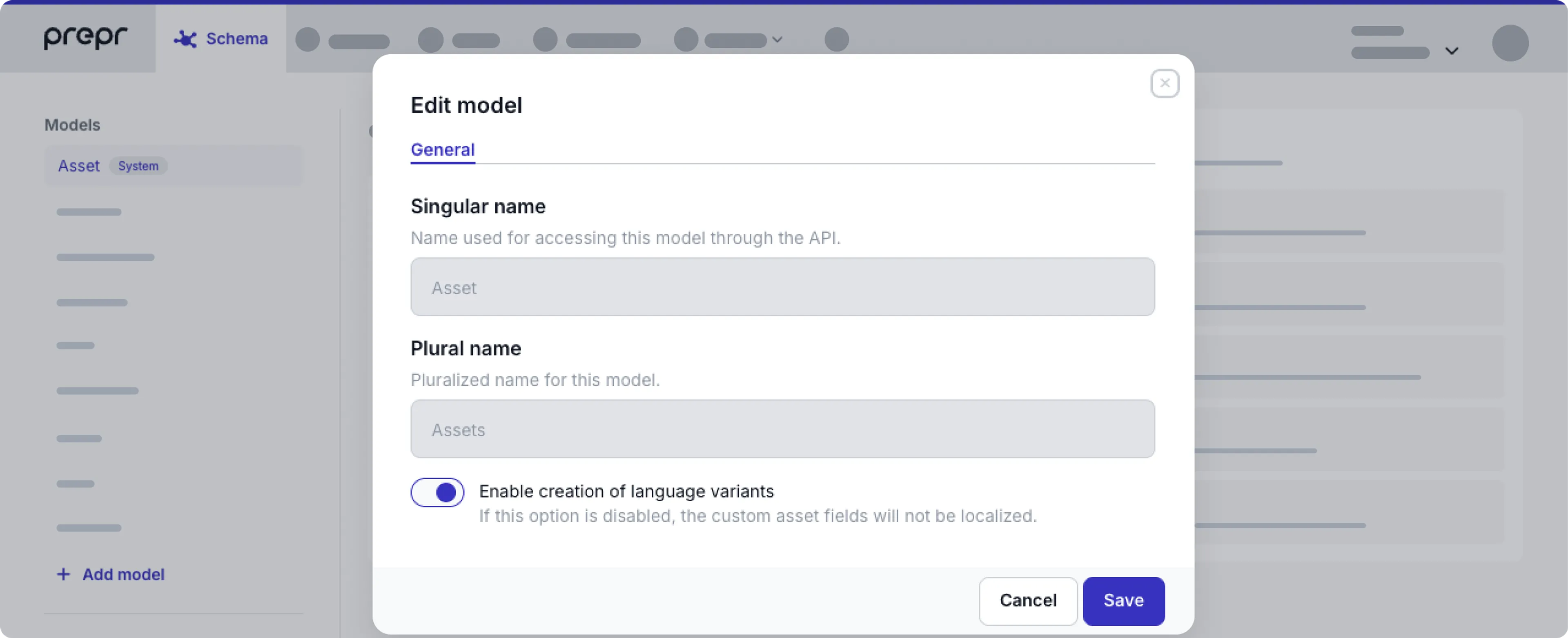 Asset model - localization