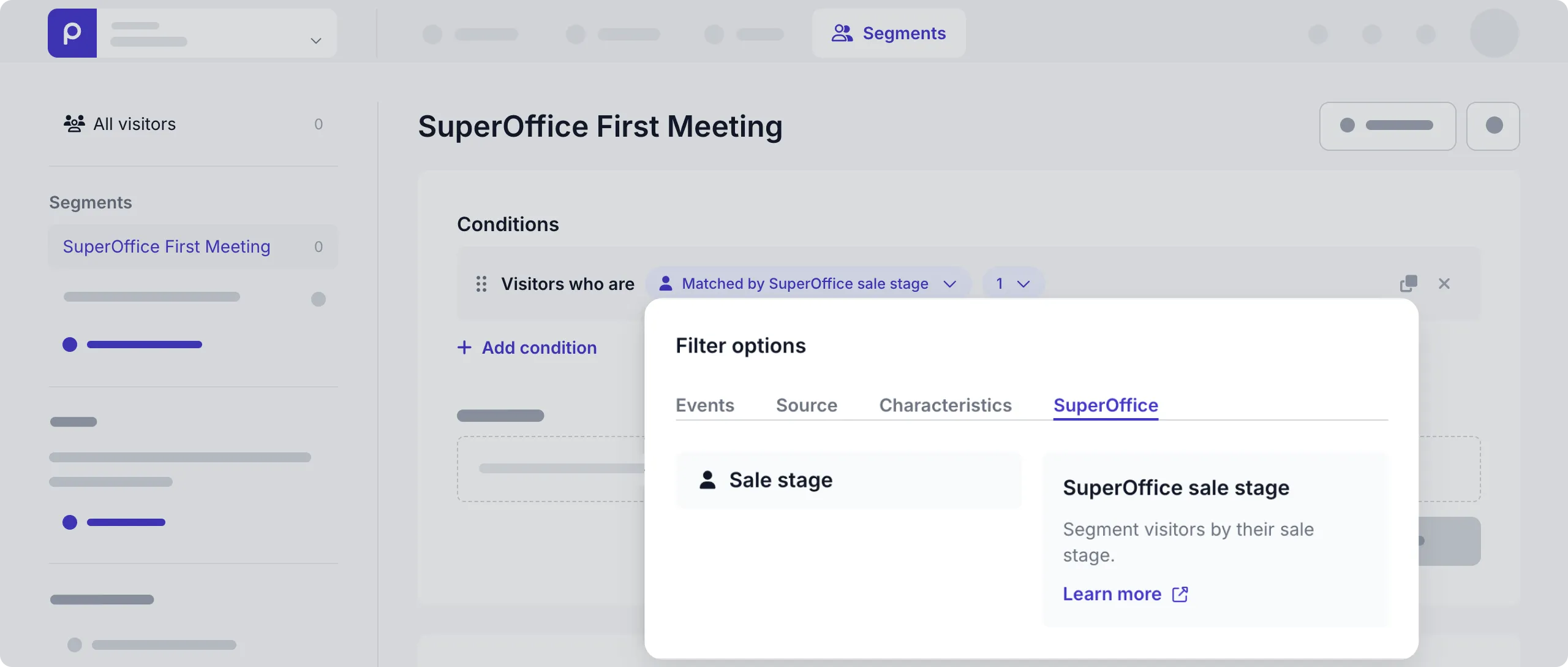 SuperOffice Sales segment example