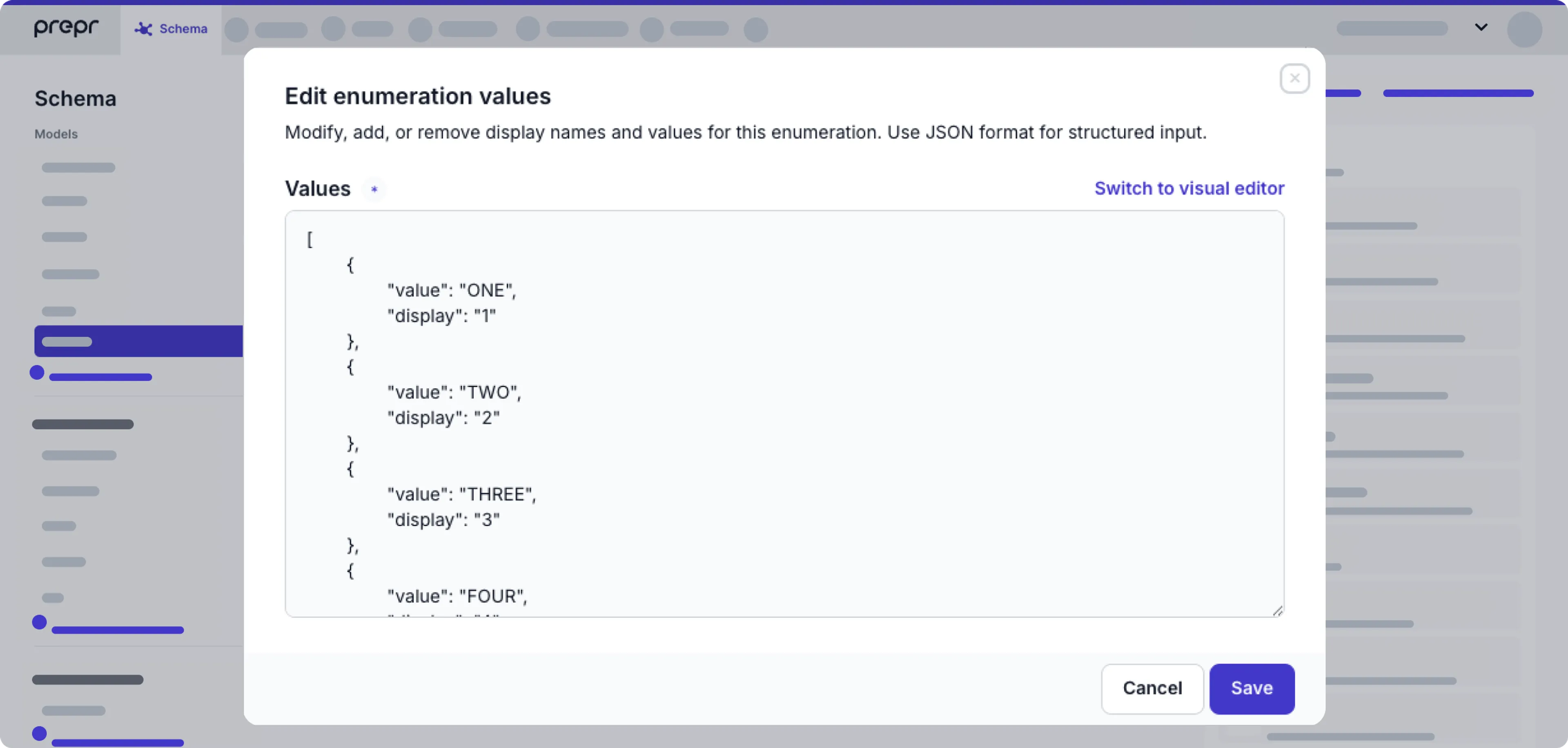 JSON editor example