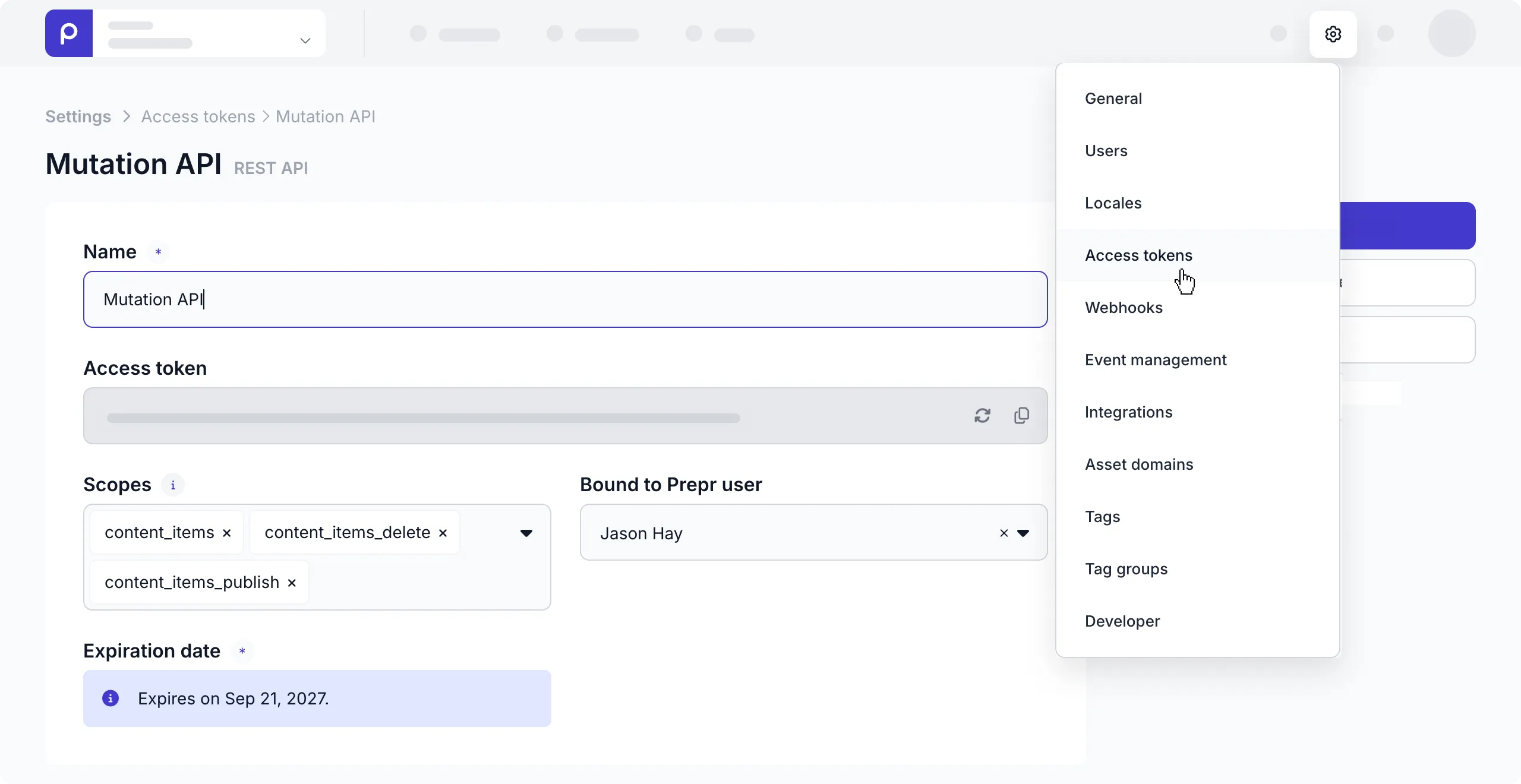 Mutation access token example