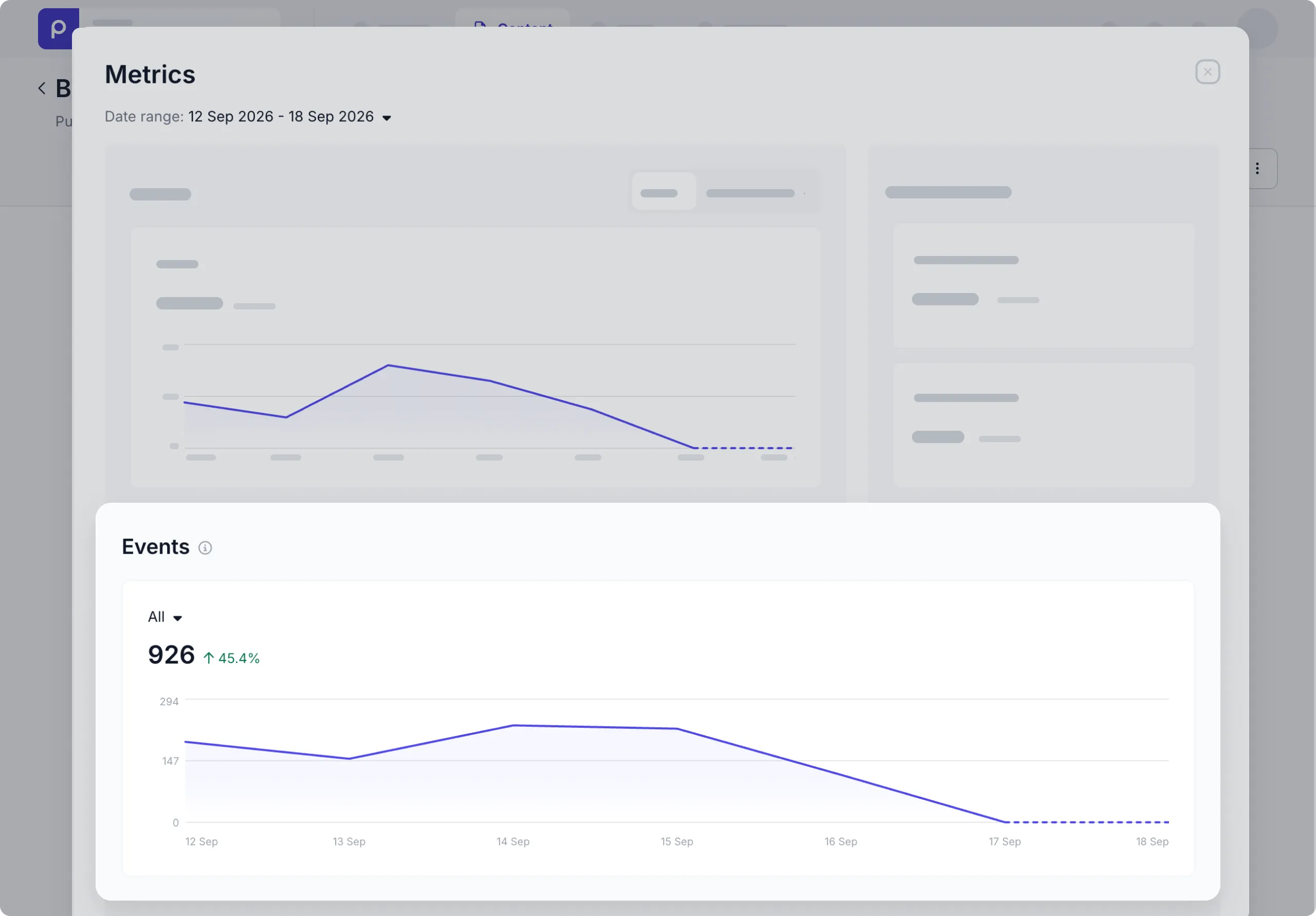 Content metrics events
