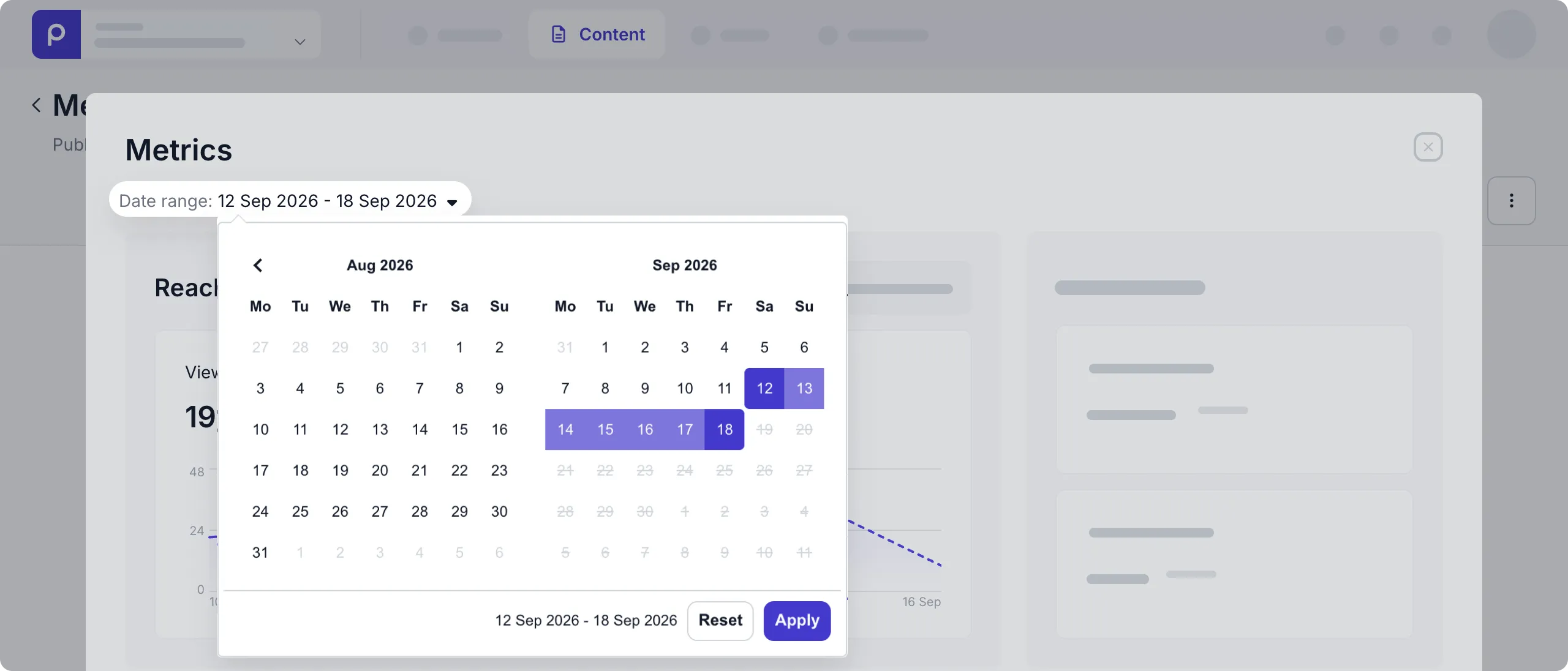 metrics date range selection
