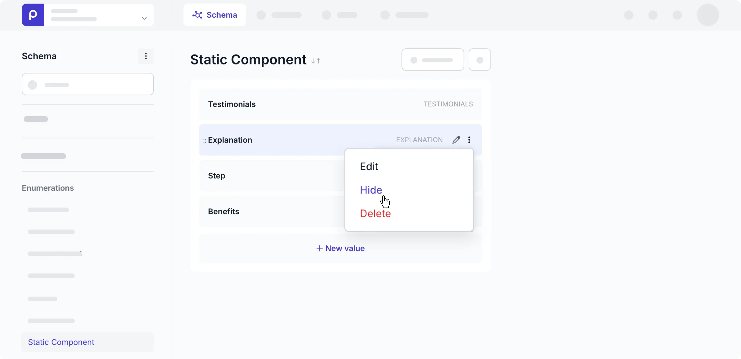 hide enumeration value