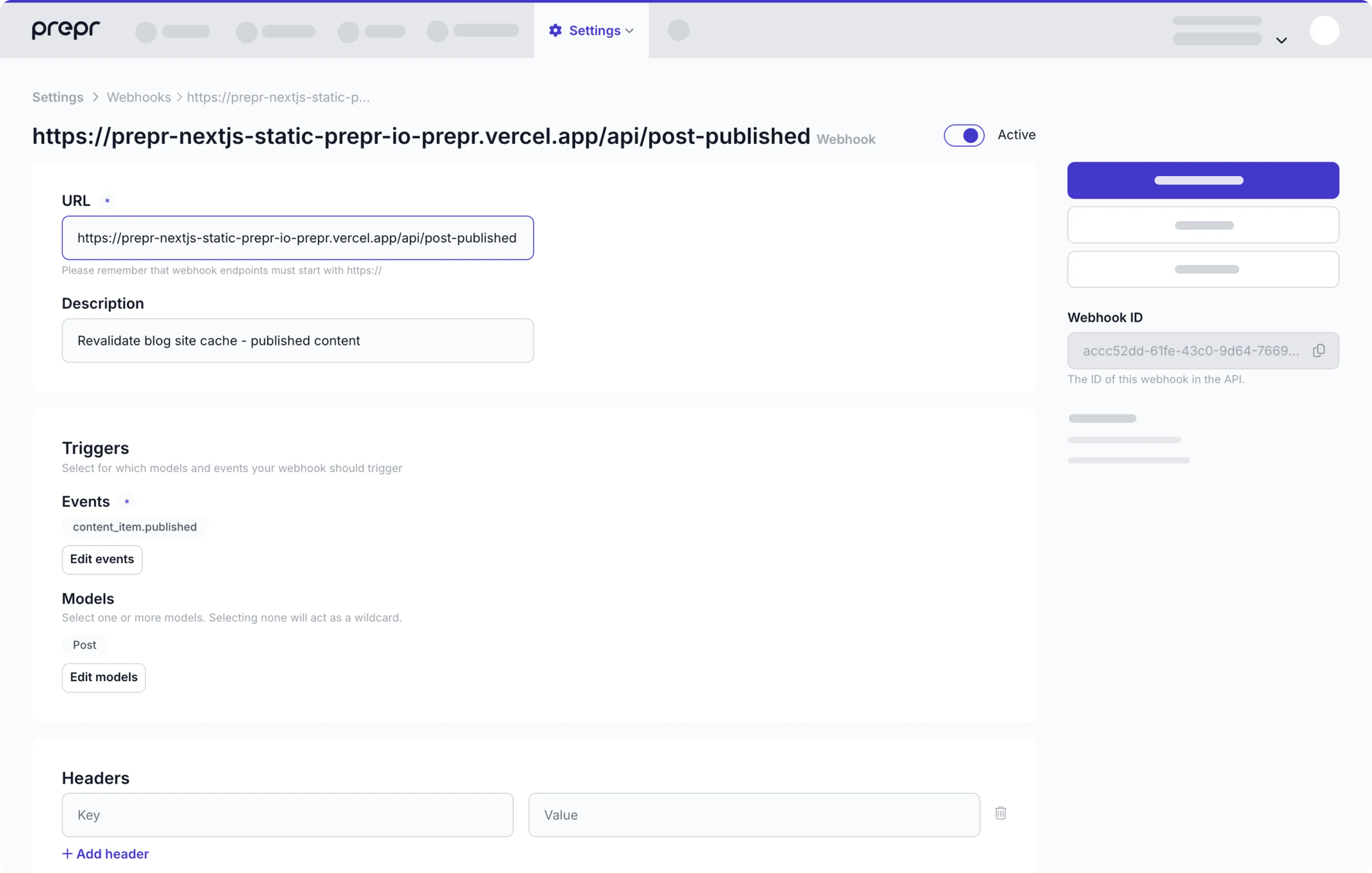 Example webhook - published content