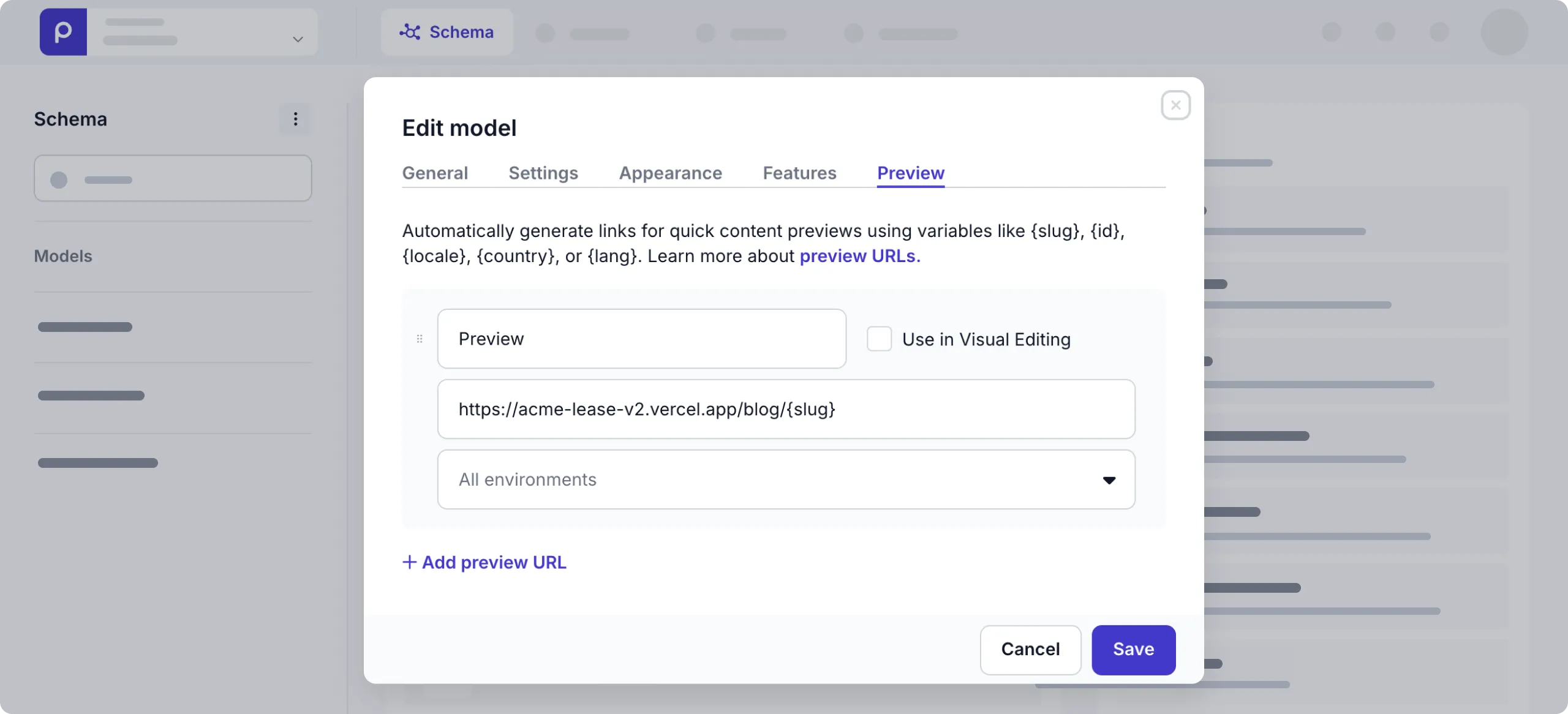 Setting preview URLs