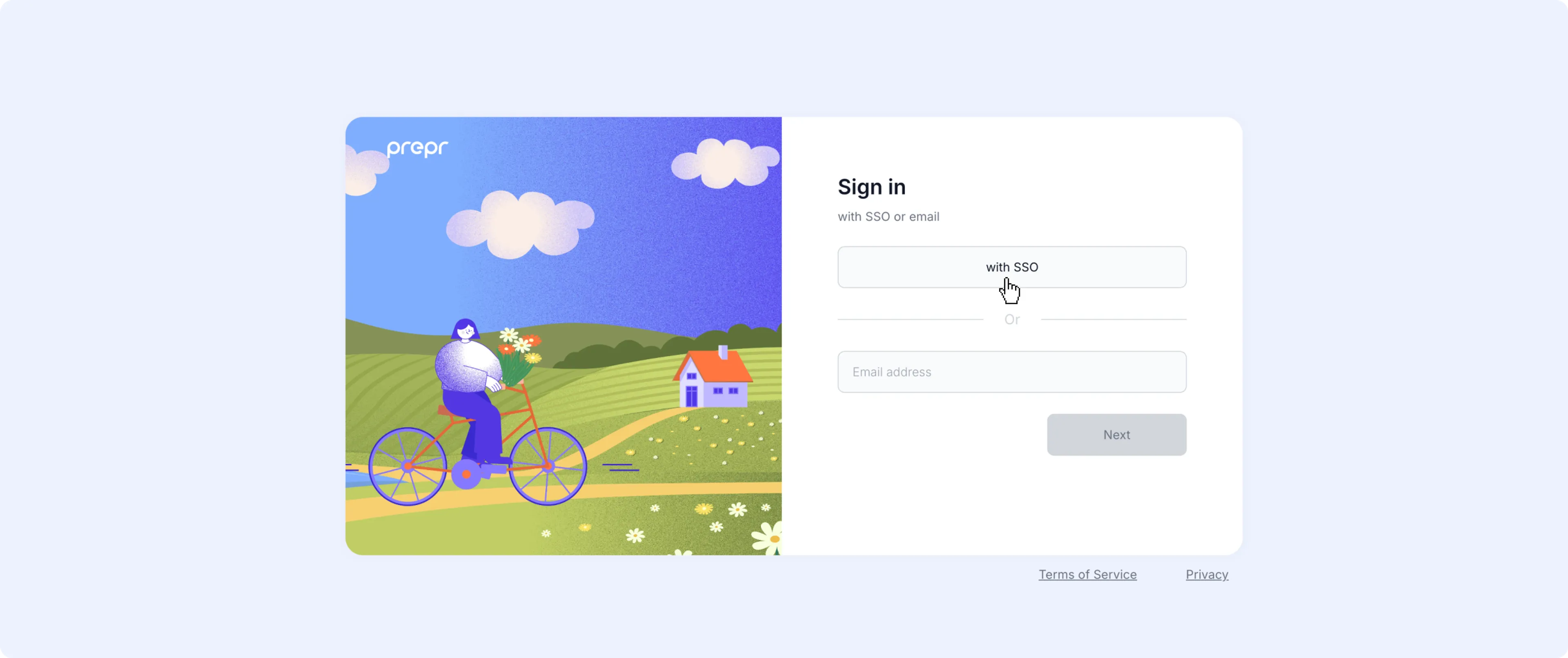 Login screen with SSO