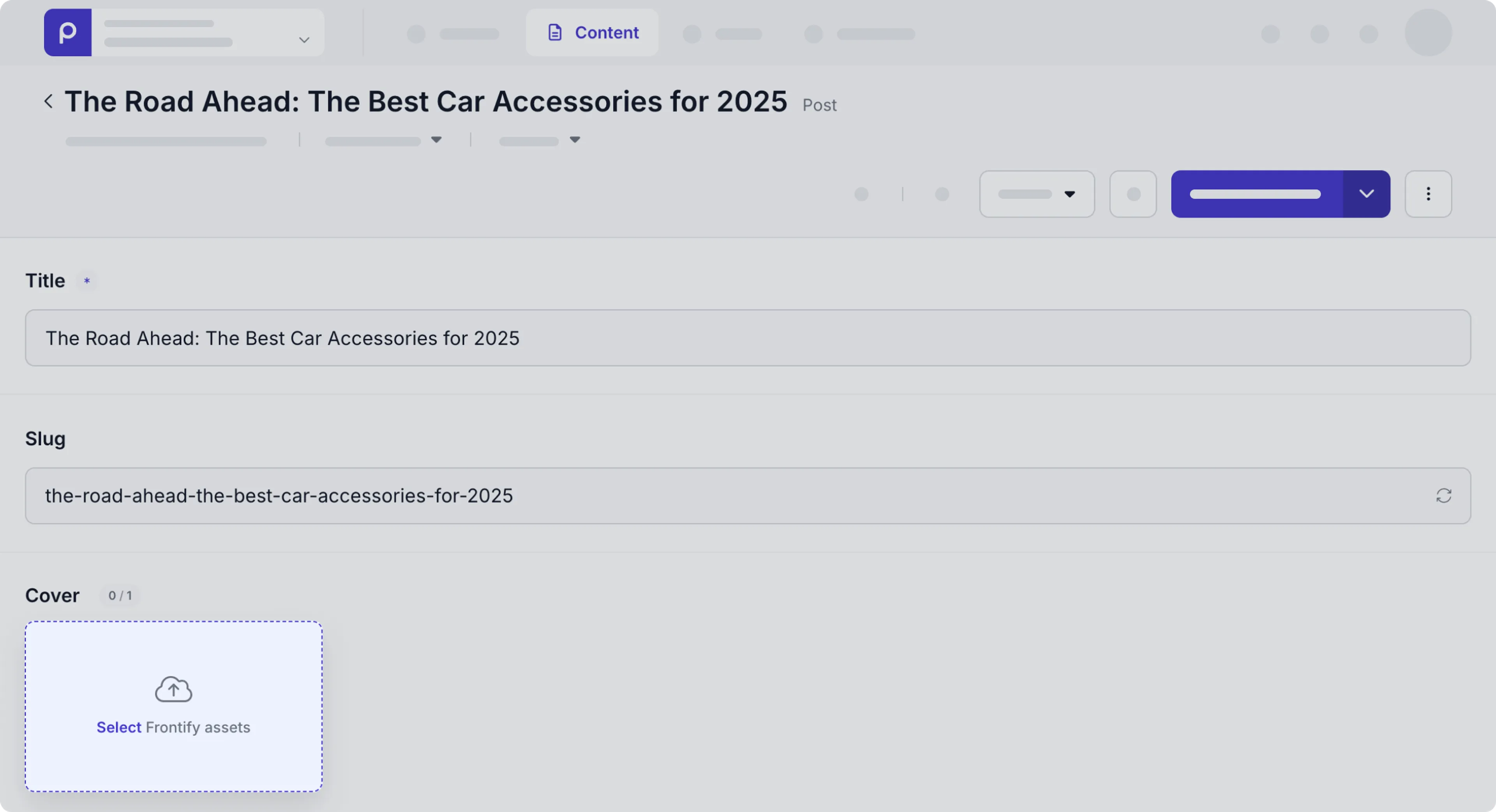 content item - choose Frontify image