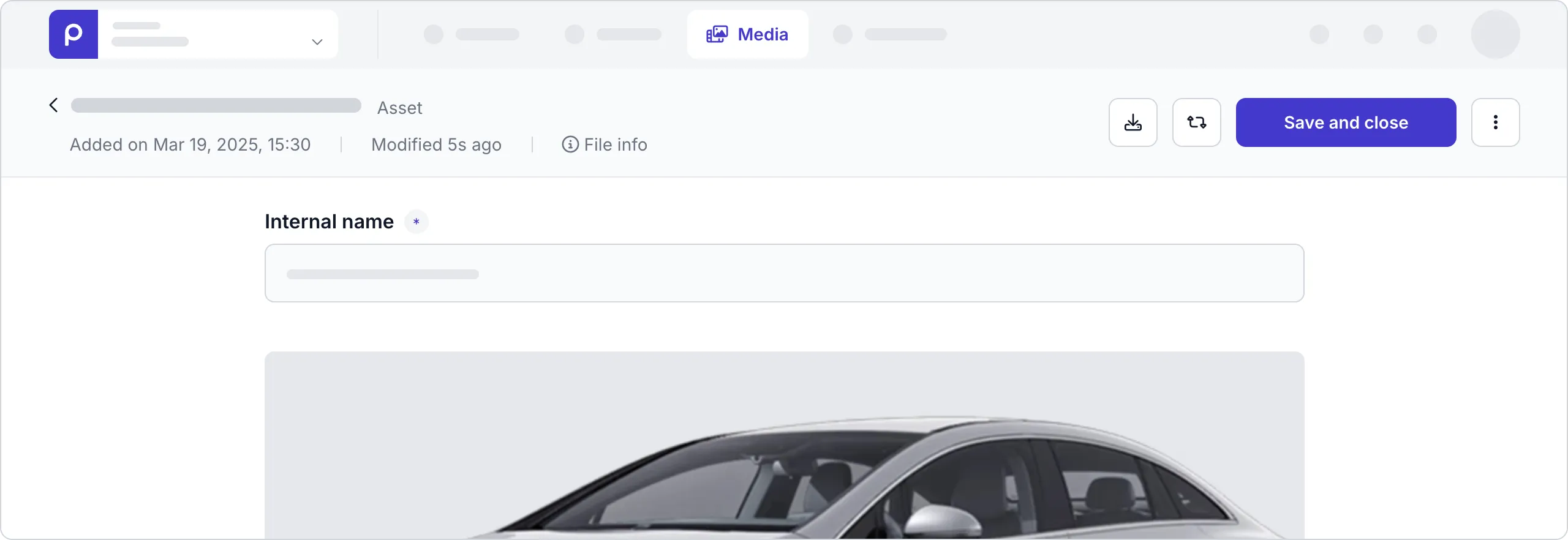 example asset detail page