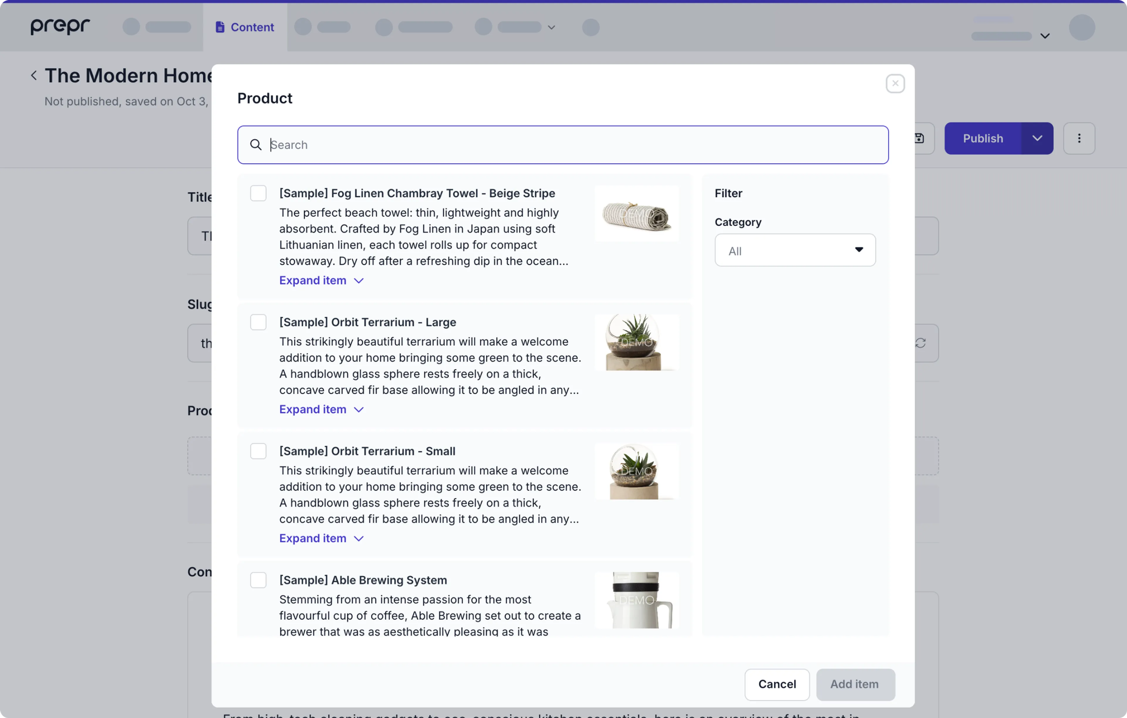Example BigCommerce remote content search