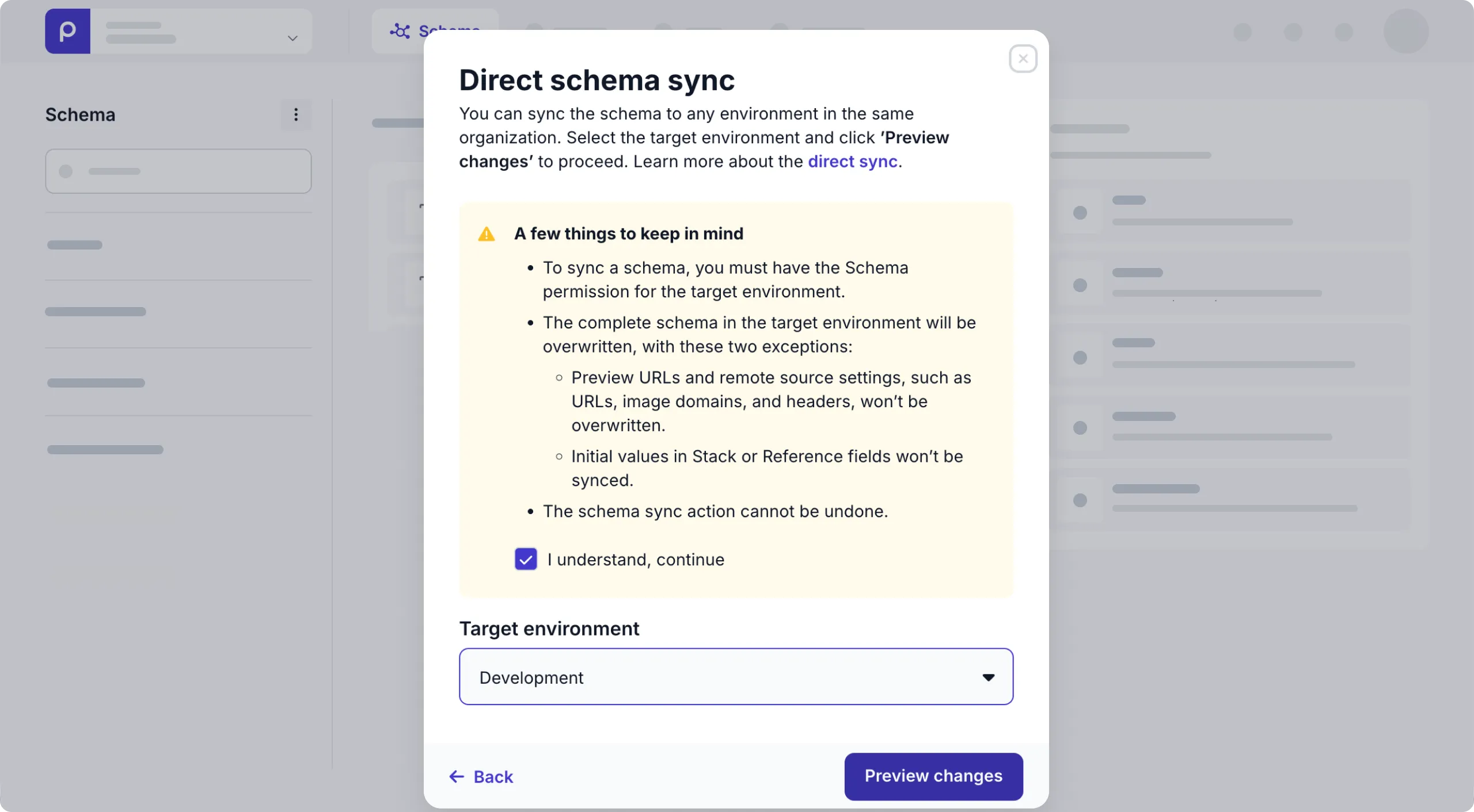Direct schema sync
