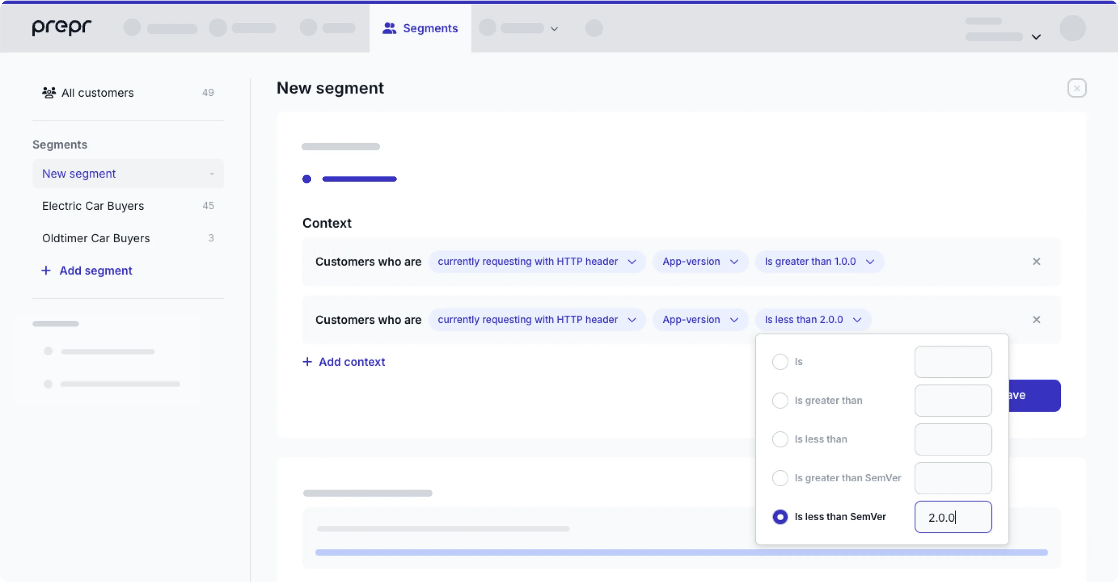 http header context with semantic versioning