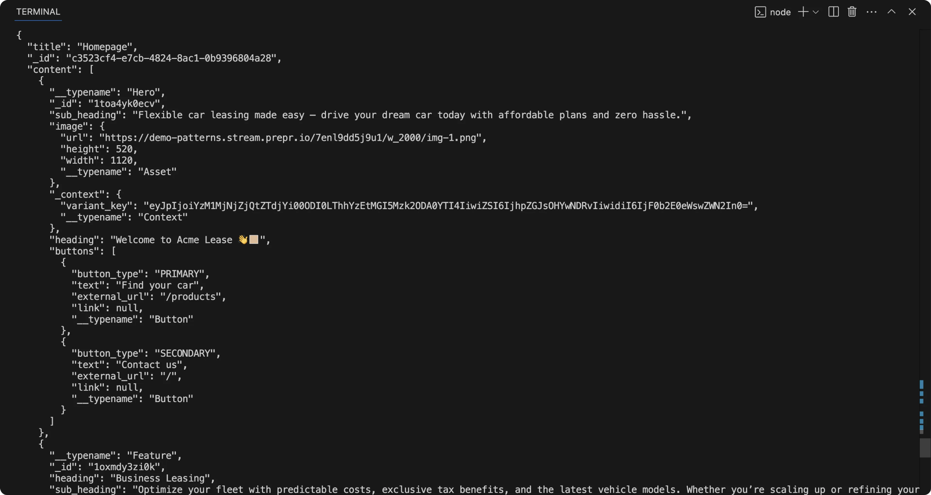 query results in console