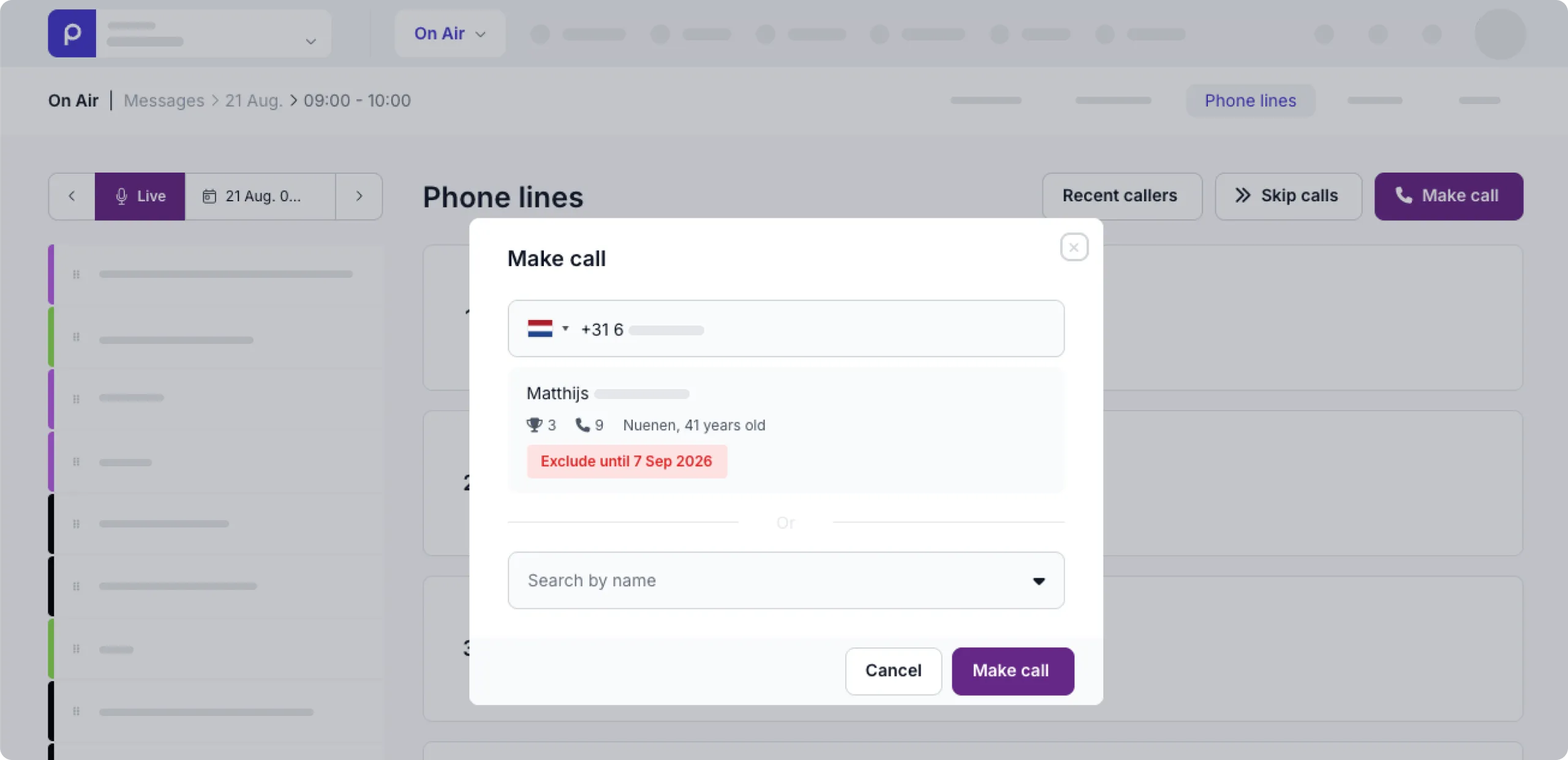 instant caller history example