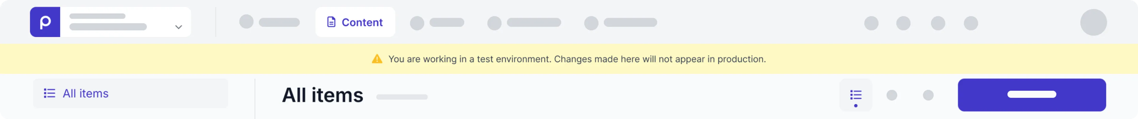 Test environment warning banner