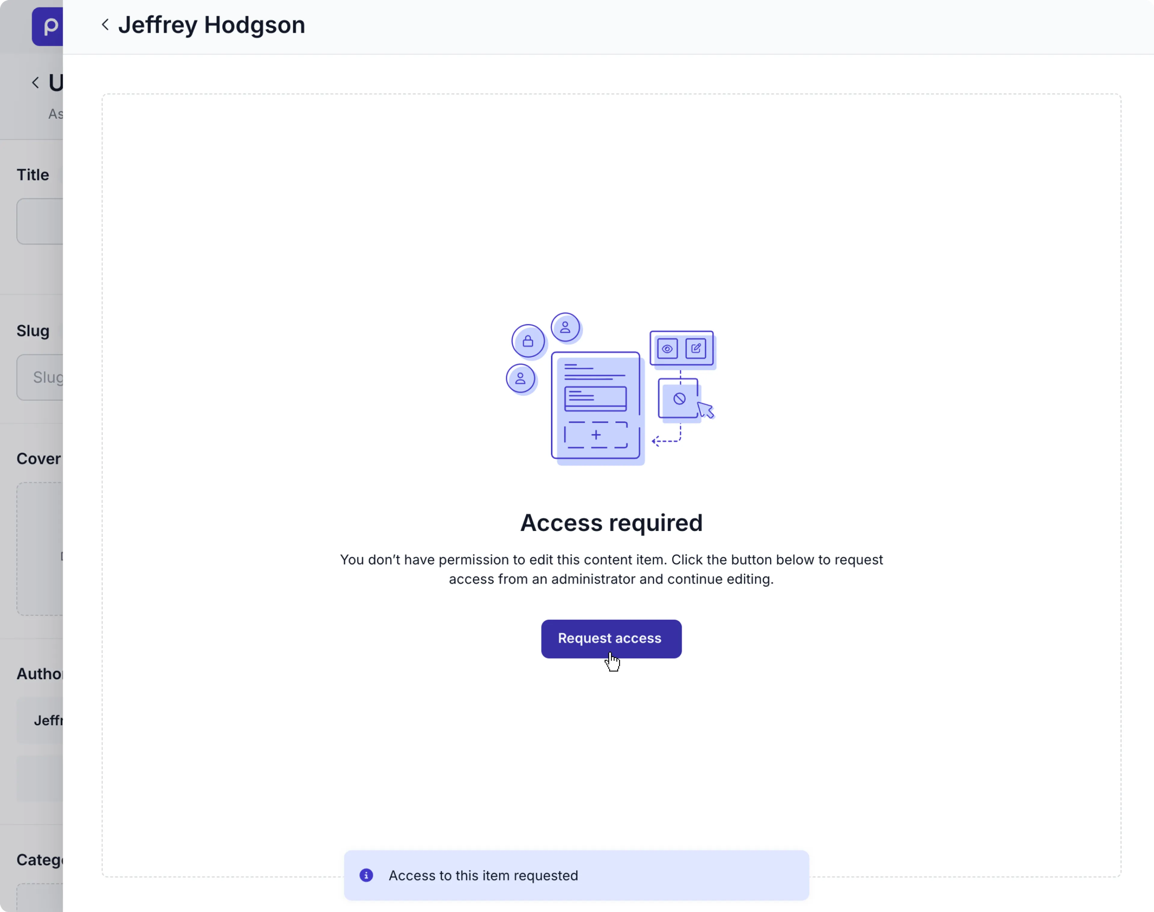 Request access to linked author content item