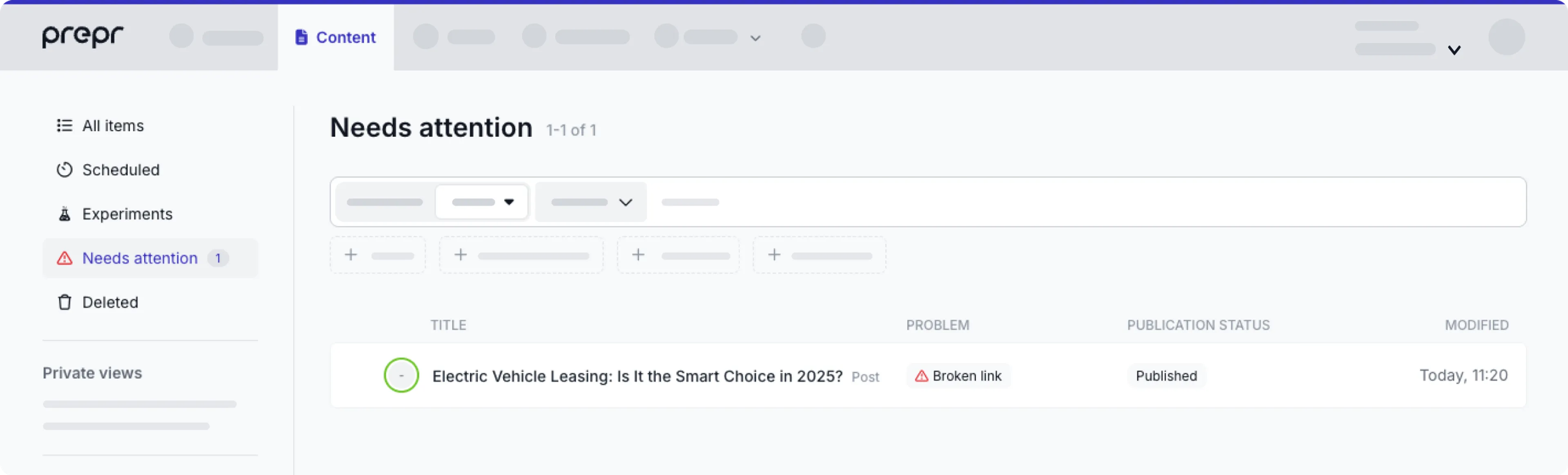 content list view example