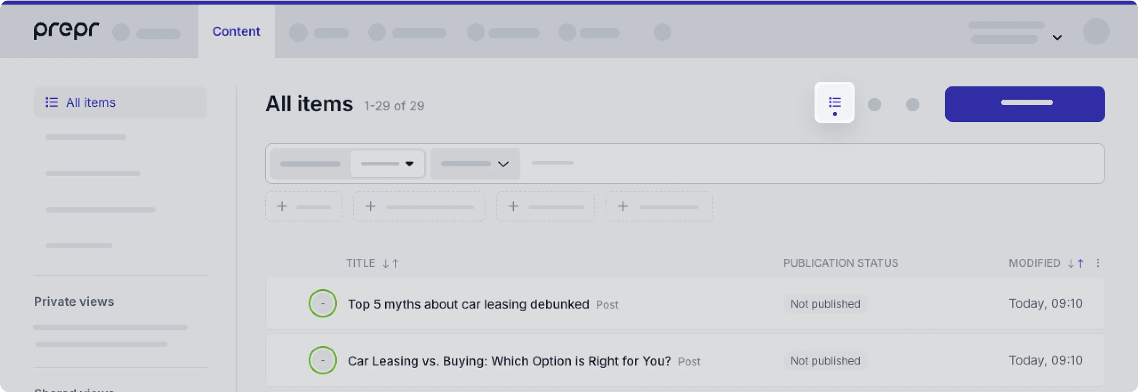 List layout