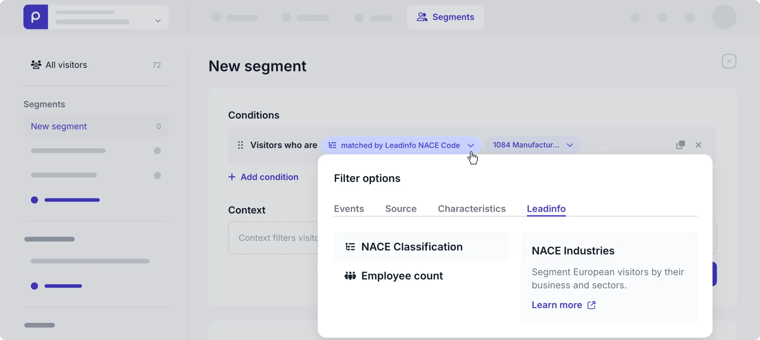 Leadinfo segment example