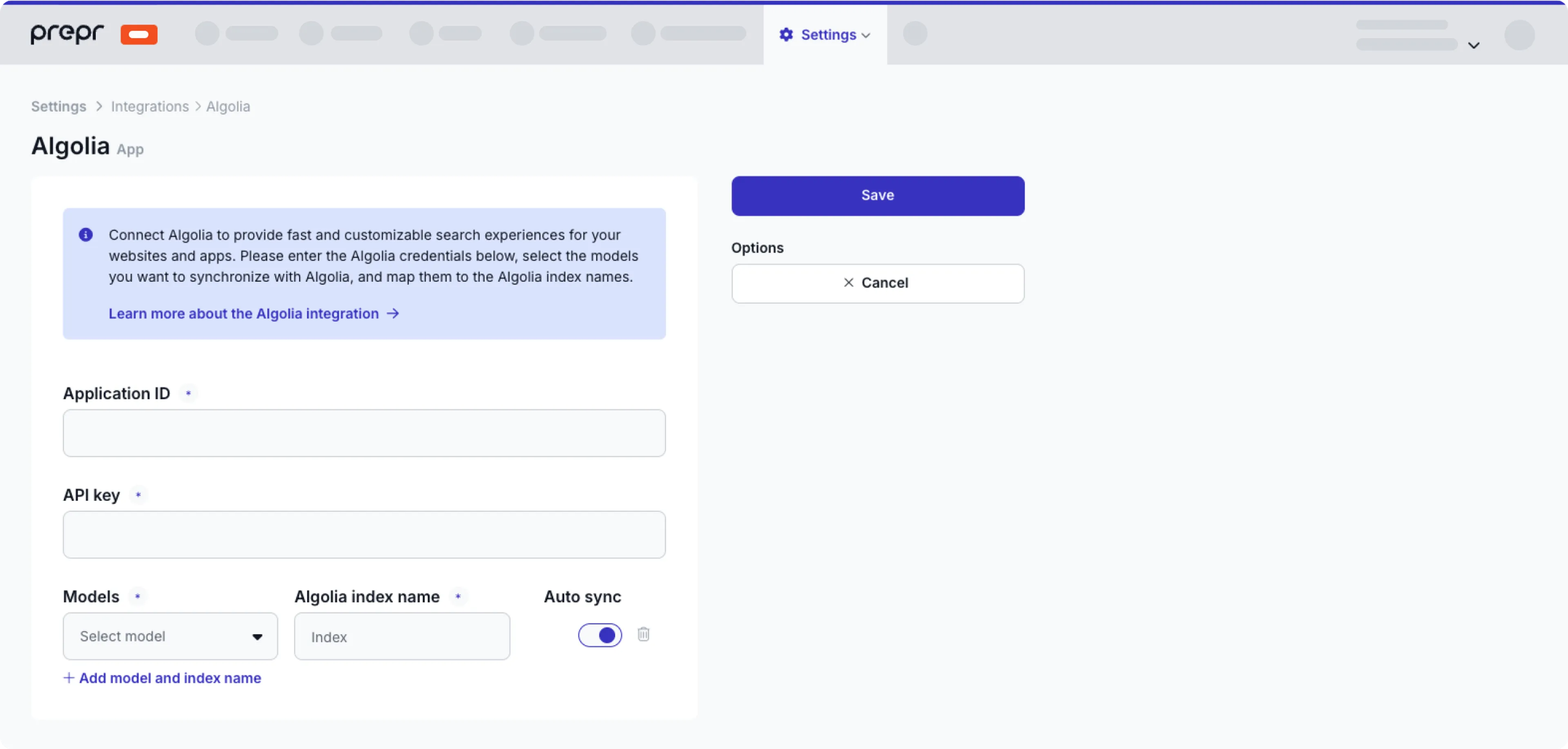 Connect to Algolia