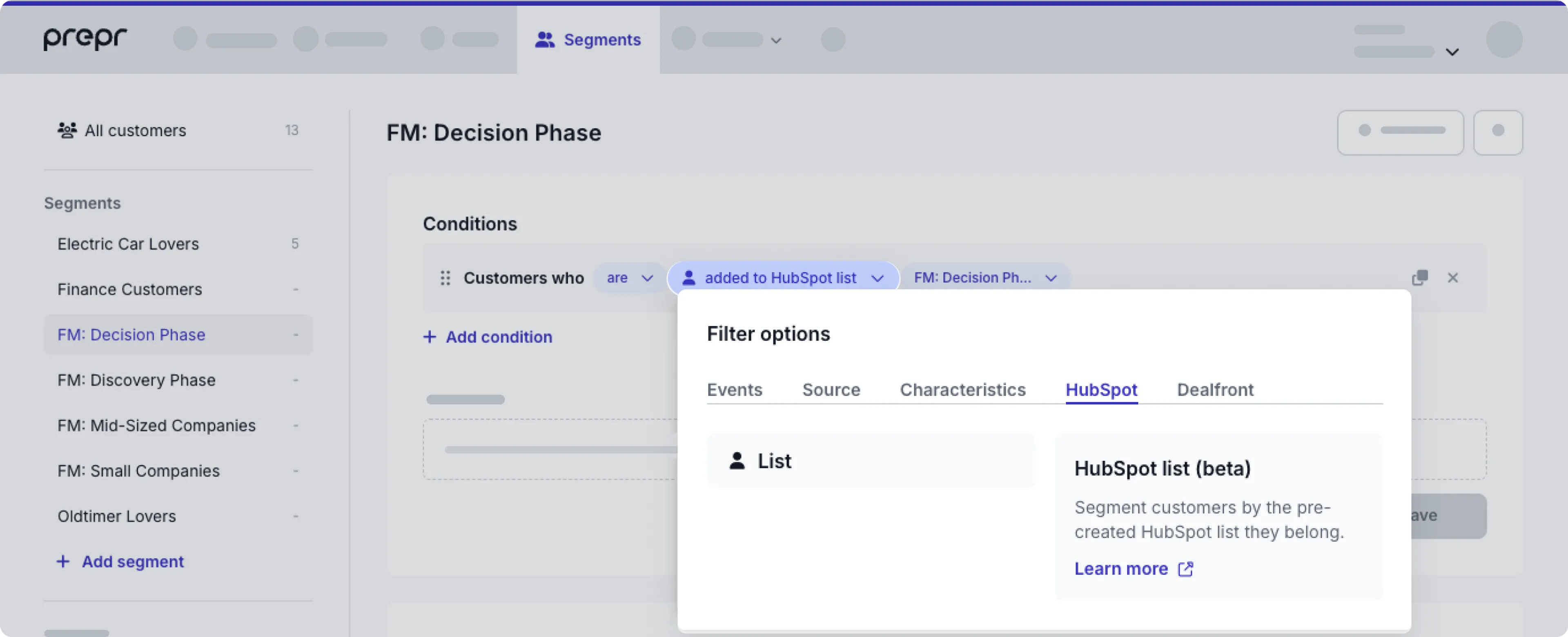 HubSpot segment