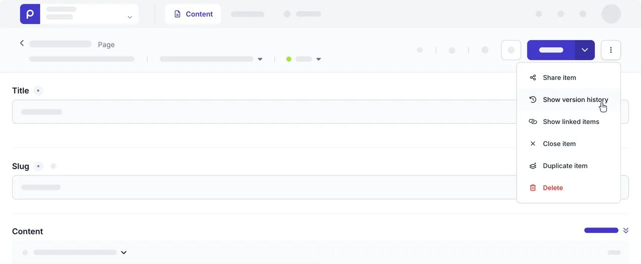 show version history option