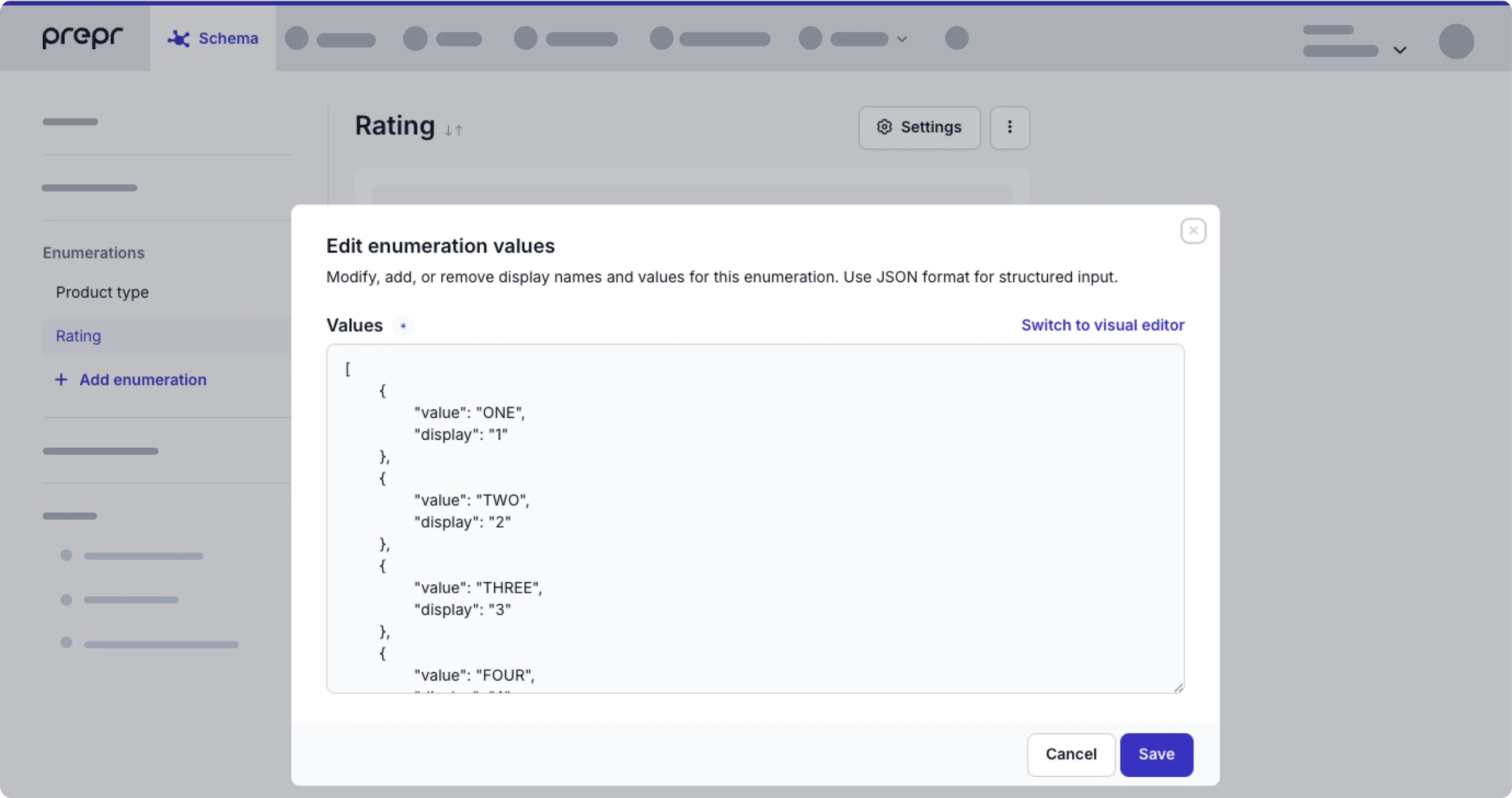 JSON editor example