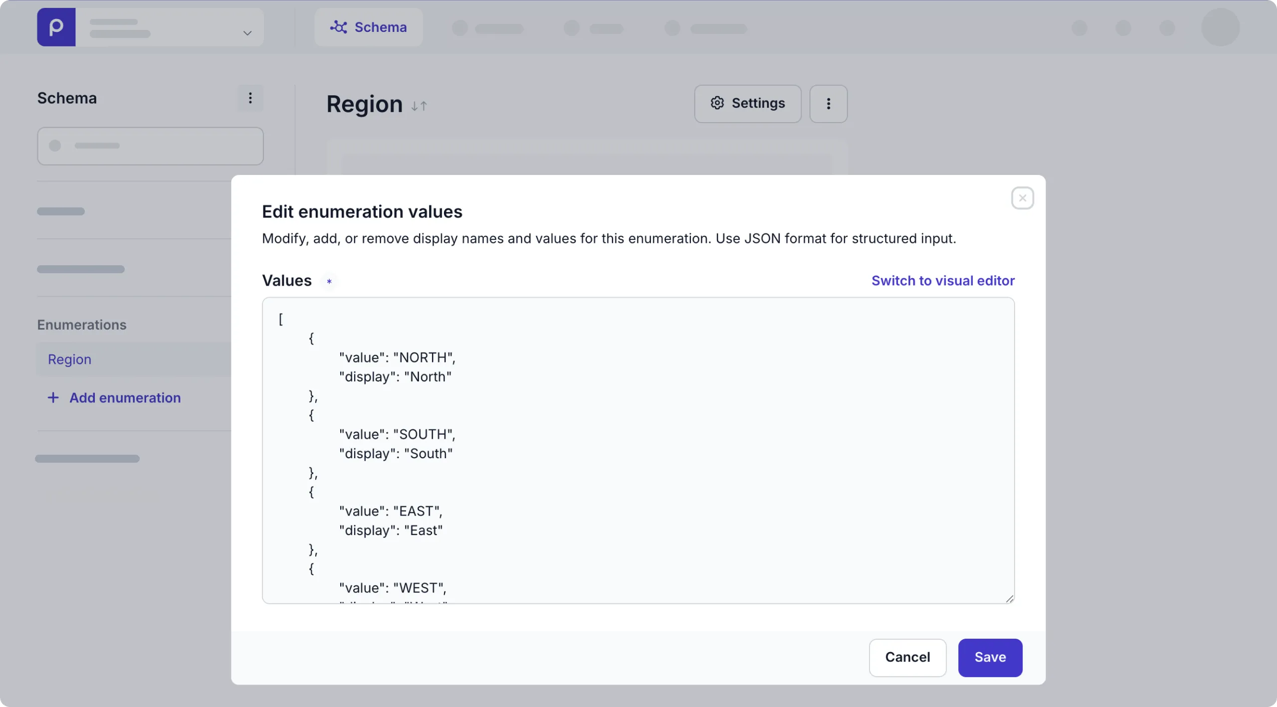 JSON editor example
