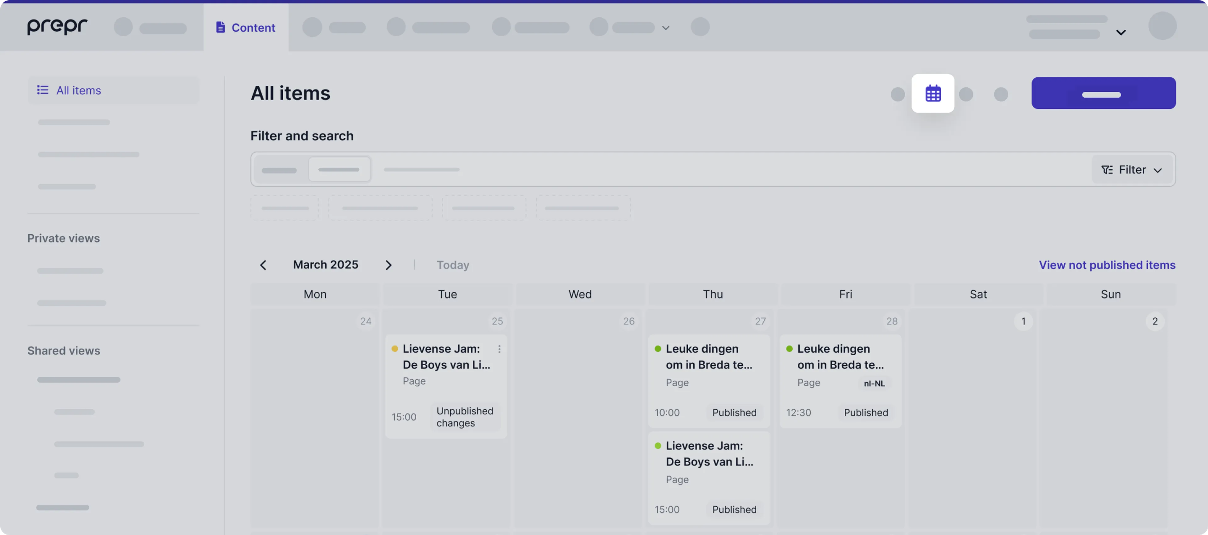 Calendar view