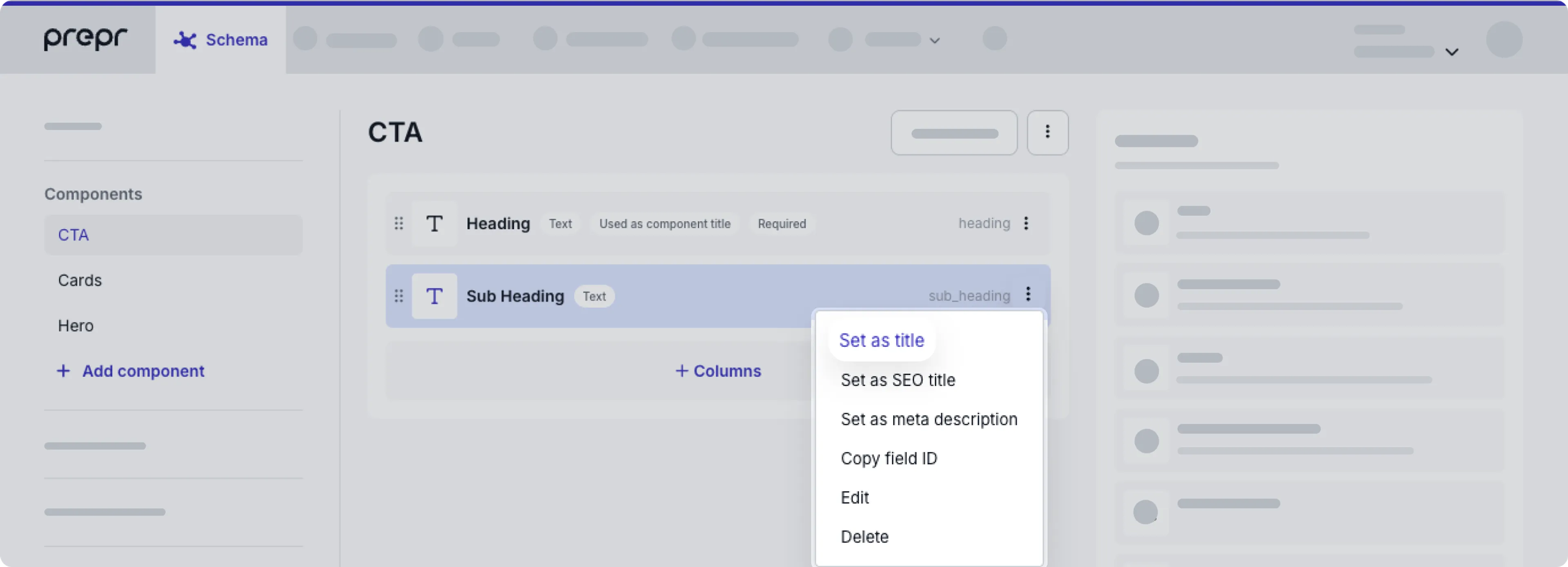 Set value as component title