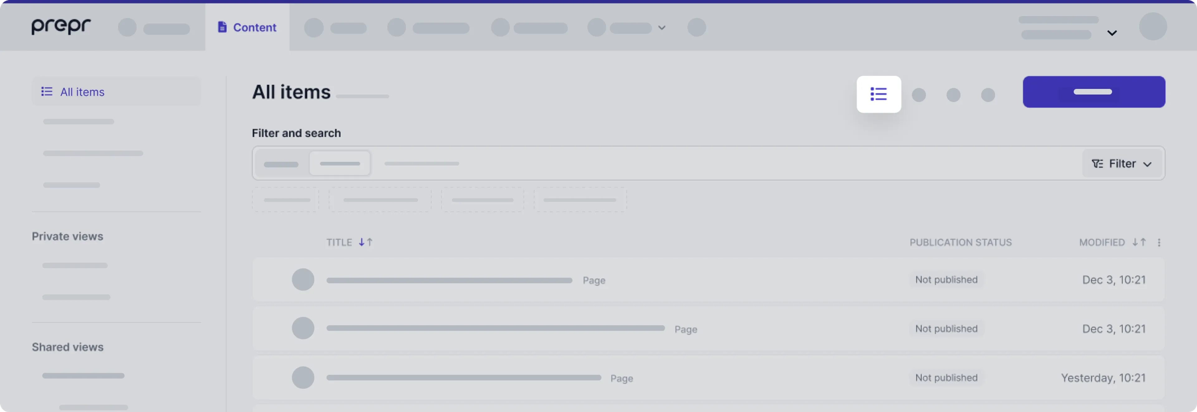 List layout