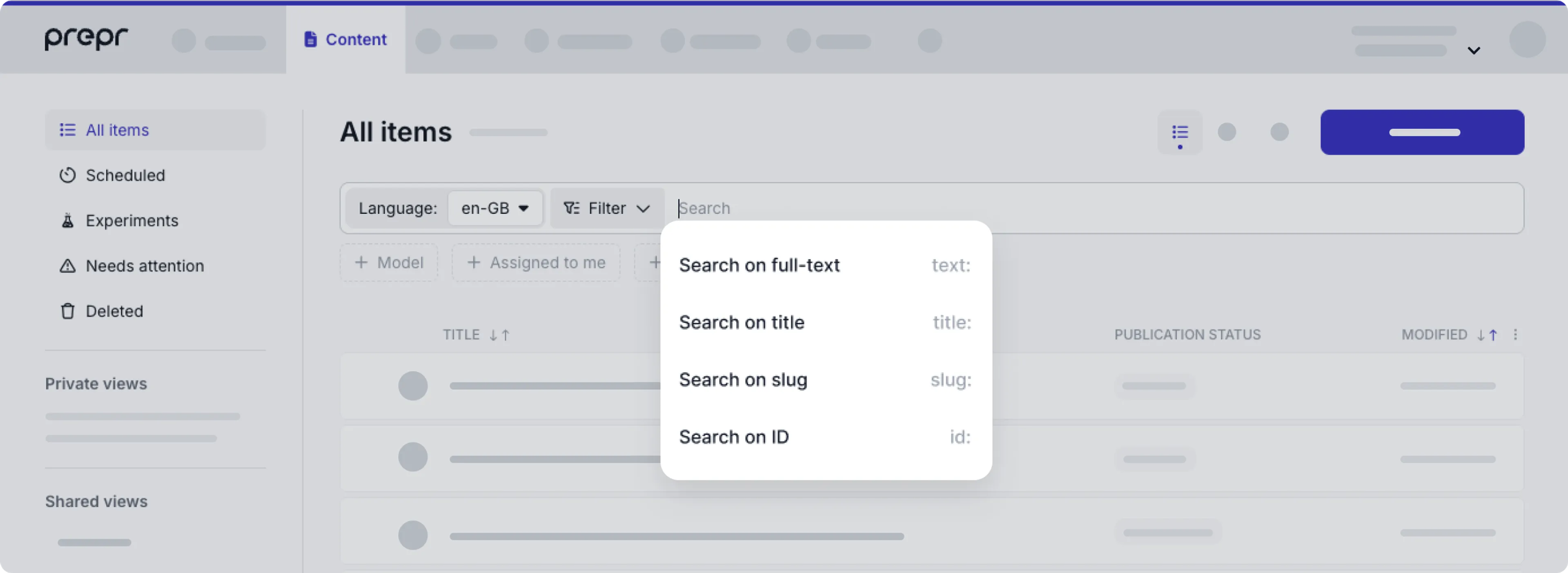 content item search