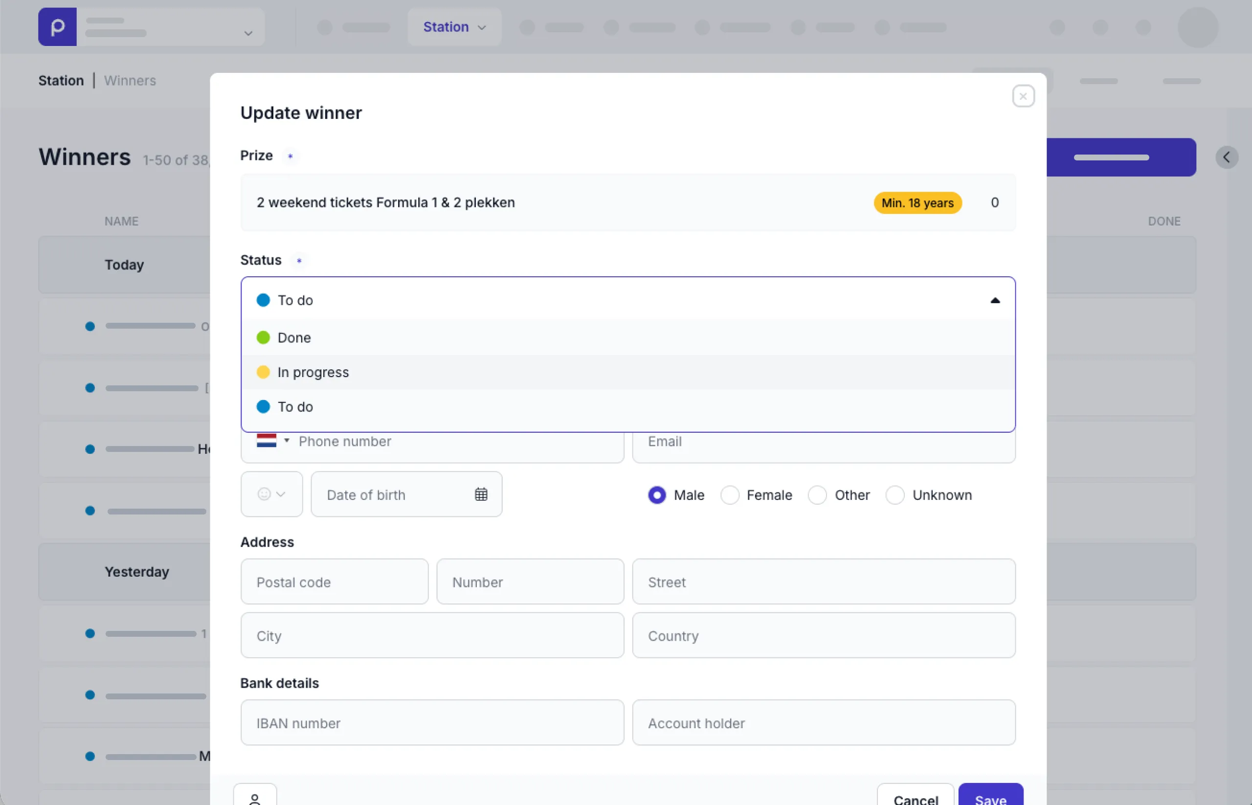 Additional win status example