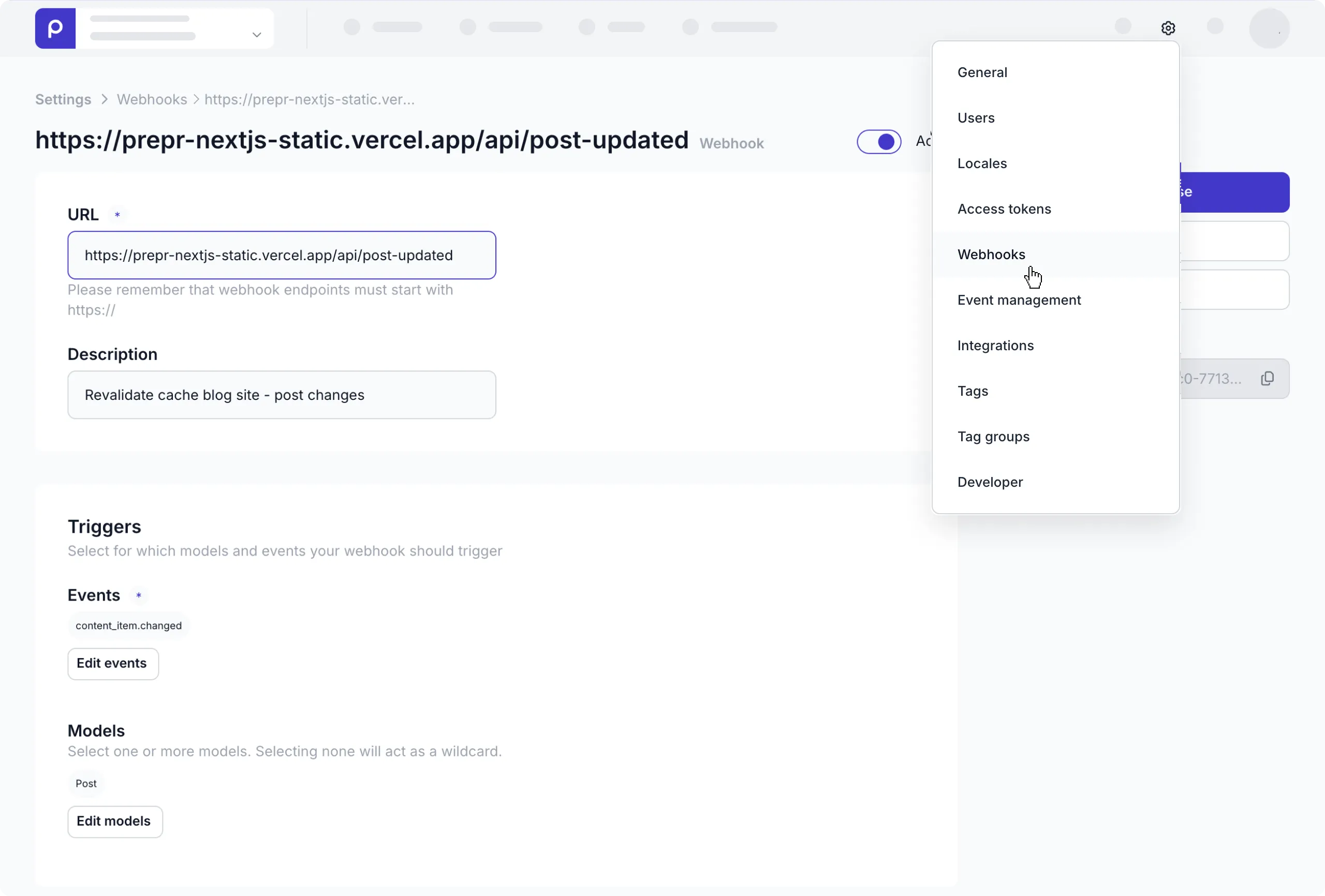 Example webhook - changed content