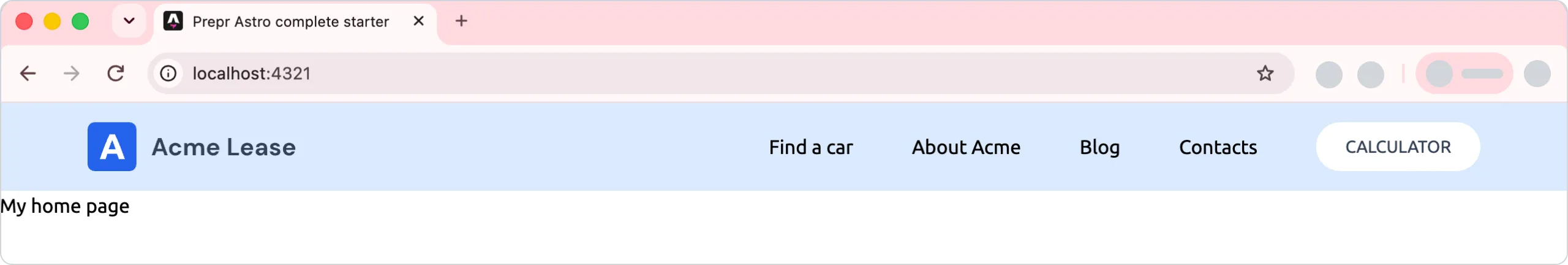 Update page with navigation bar
