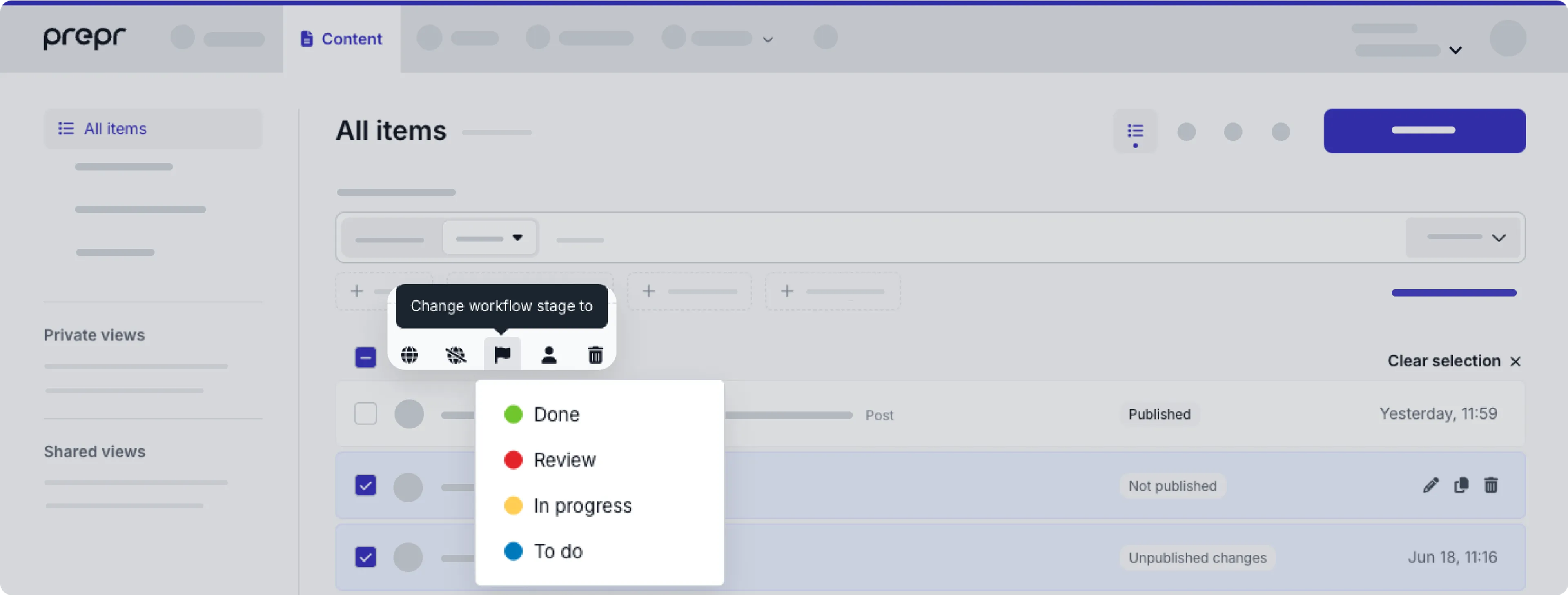change workflow stage