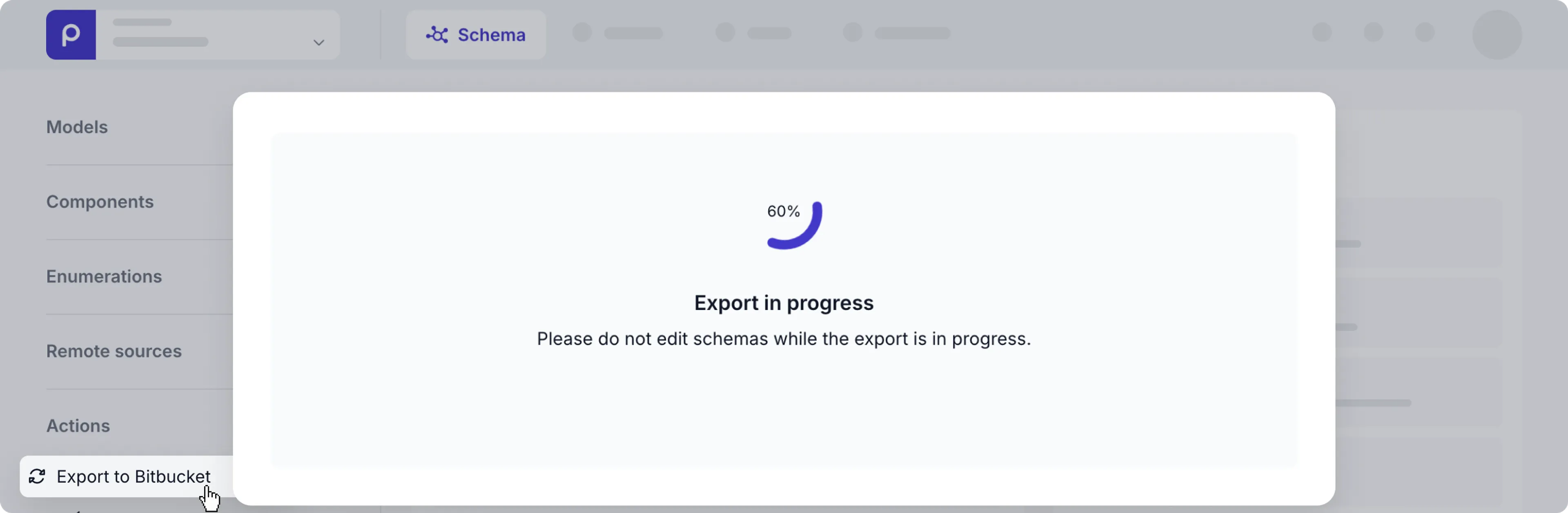 Bitbucket export in progress