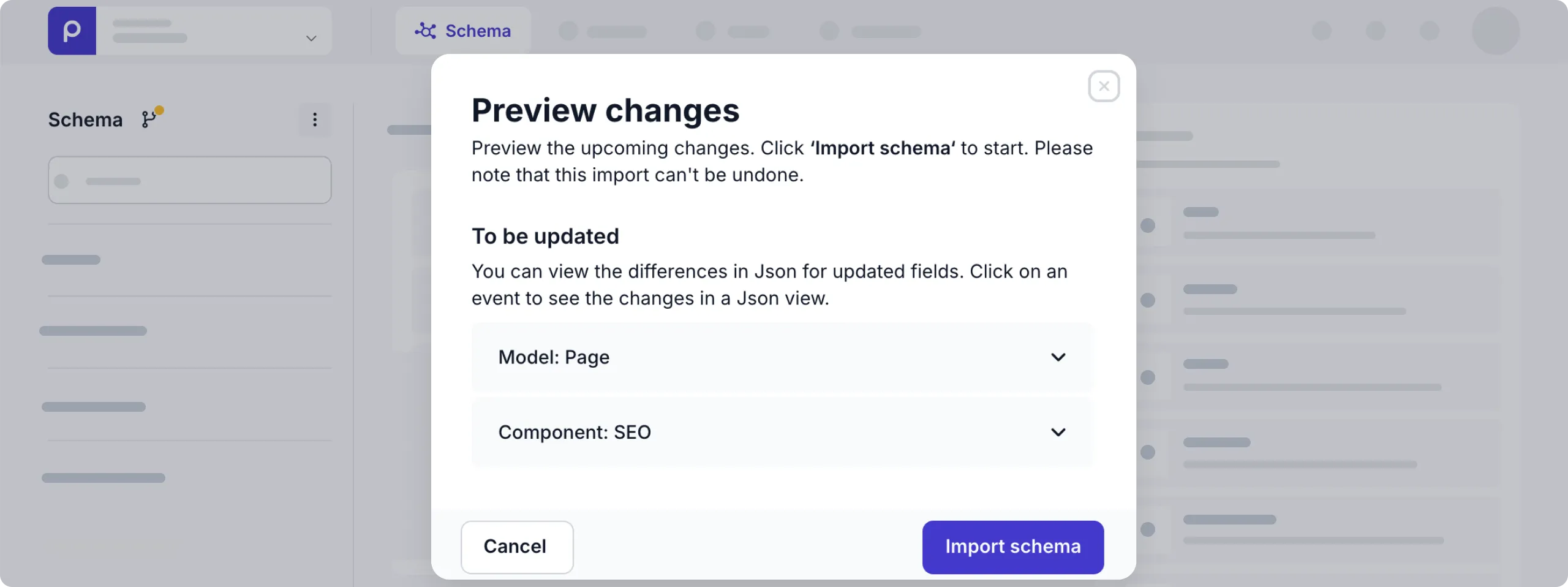 import preview changes