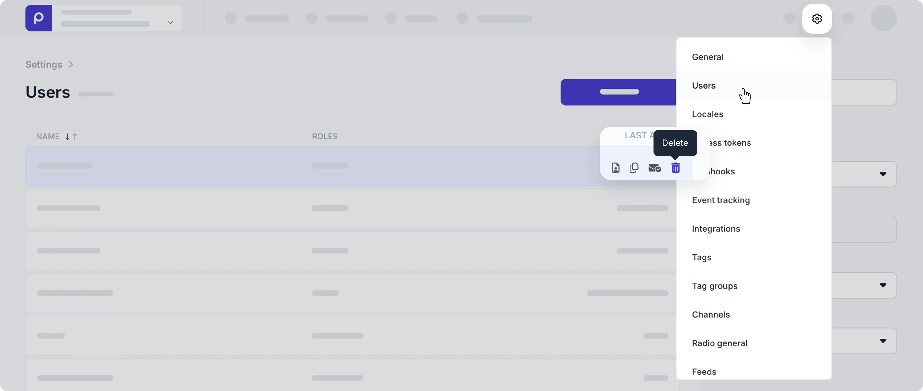 delete from user list