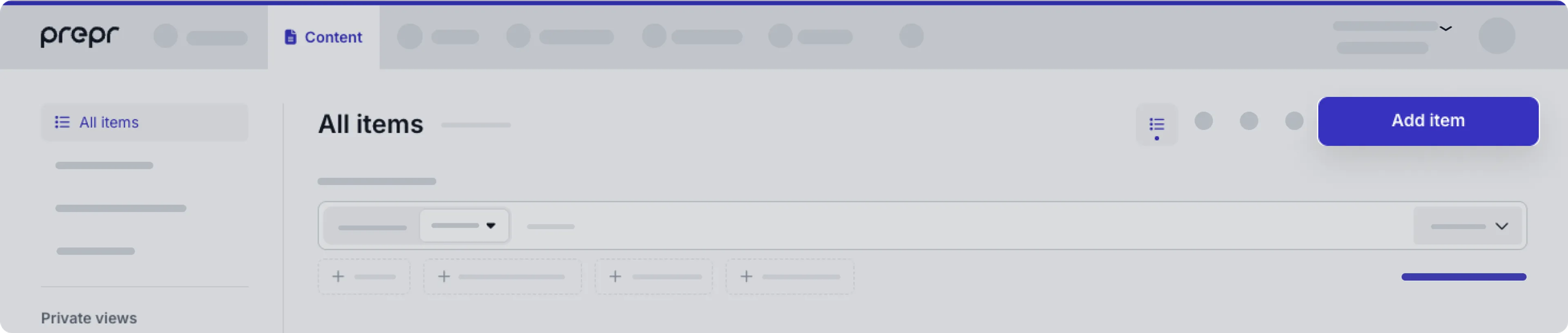 Add item button