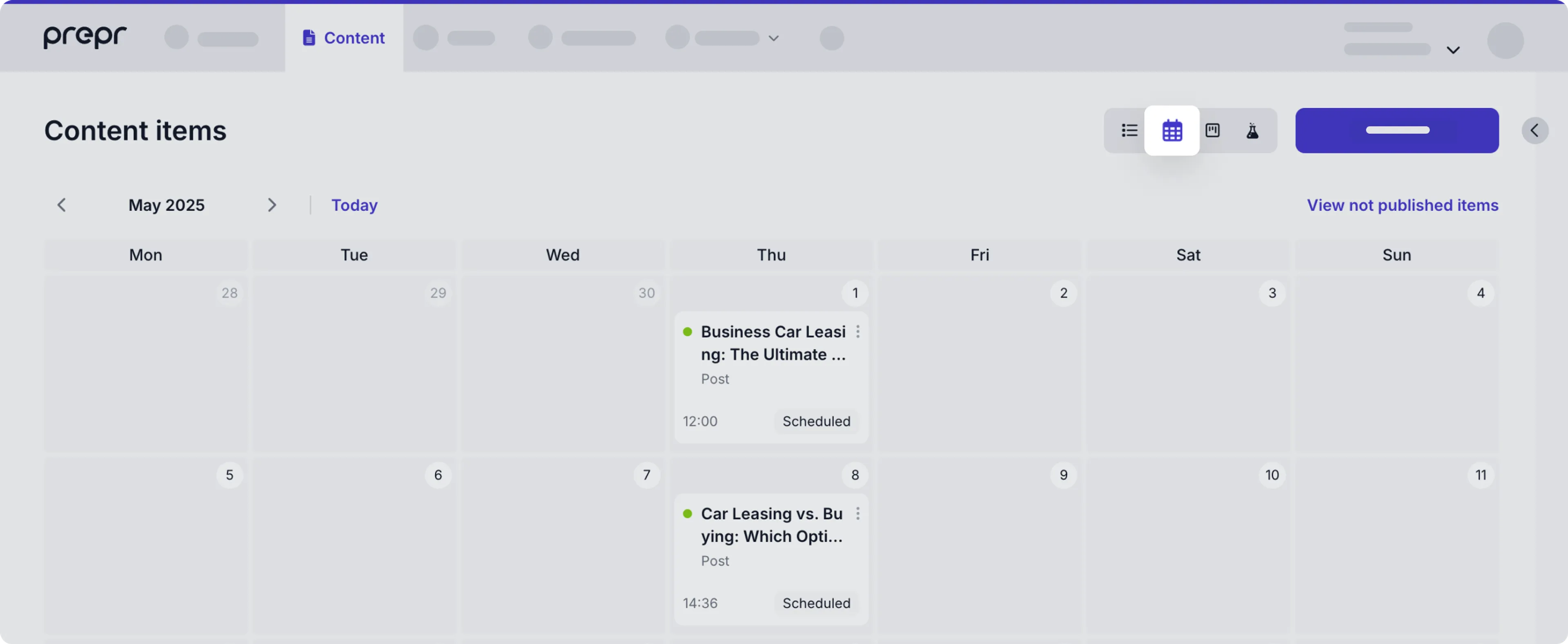 Calendar view